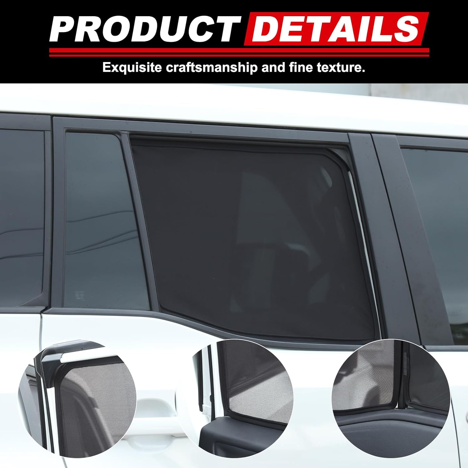 Yinaniutos Window Sun Shade Compatible with Toyota Land Cruiser Prado 250 2024 2025 | Windscreen Blind Mesh | Polyester (Rear Side Windows 4Pcs) image number 4