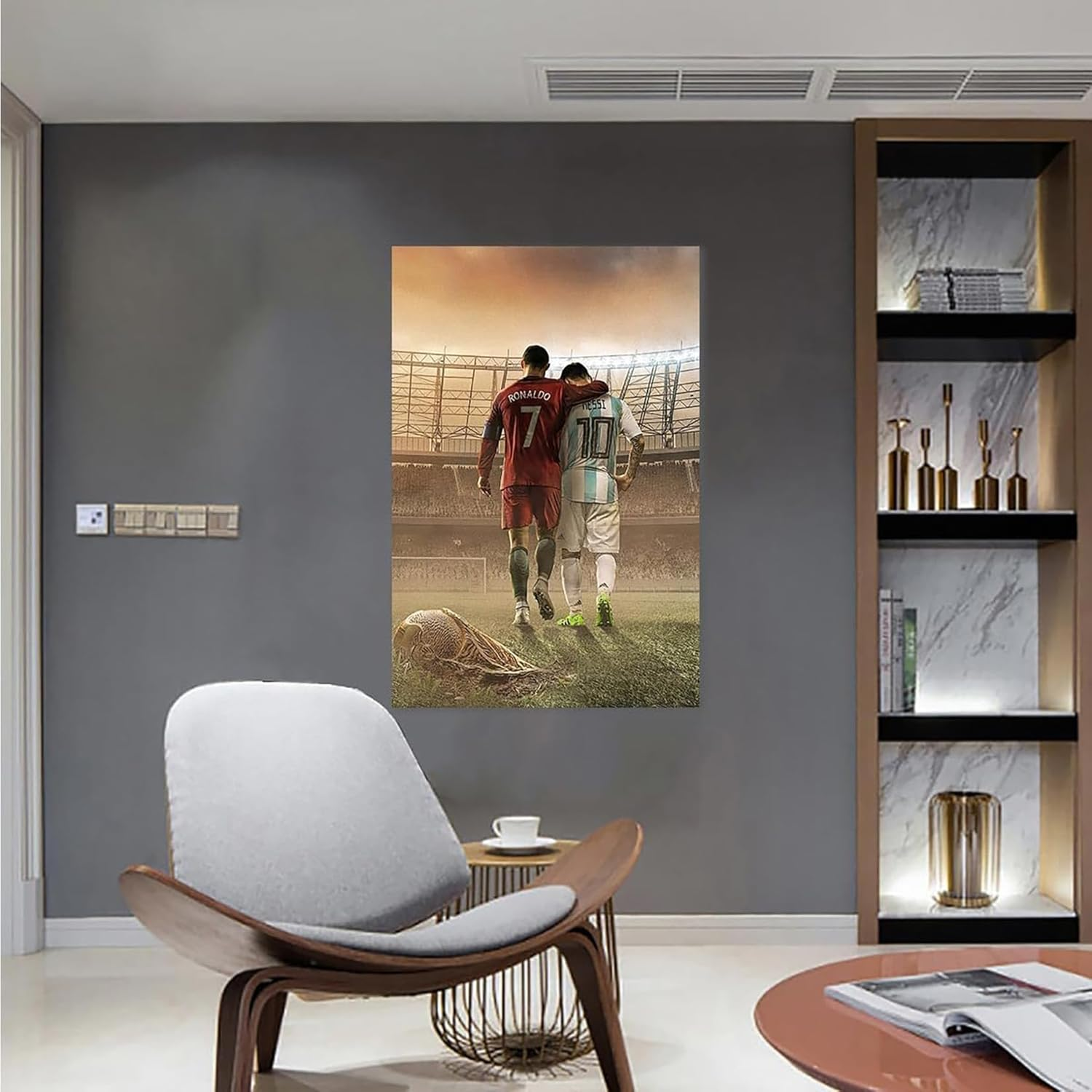 Inspirational Football Poster, Motivational Soccer Star Canvas Mofanmi Art Football Stars Cristiano Ronaldo and Lionel Messi Canvas Poster Art Wall Decor (12In&times;18In, Unframed, Messi and Ronaldo)