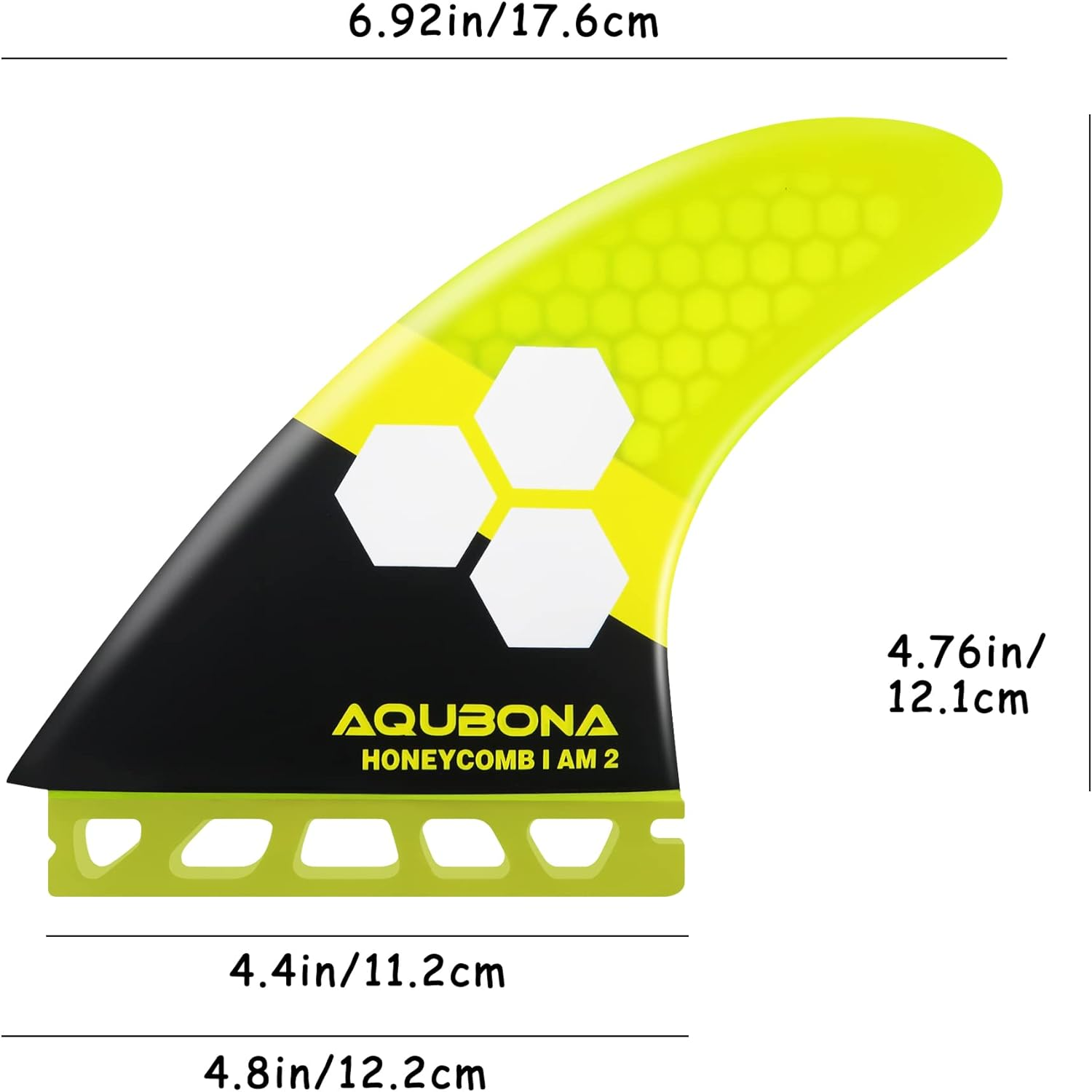 AQUBONA Dual Tab II AM FINS Surfboard Fiberglass Fins for Surfing with Fin Pocket, Fin Wrench, Multi-Colour (Small, Medium, Large) image number 3