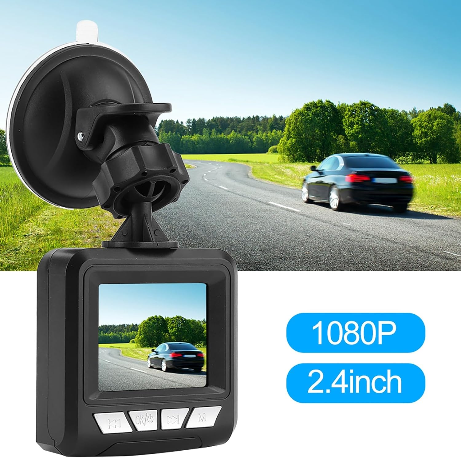 Dash Cam, 2.4In 1080P FHD DVR Car Dashboard Camera Loop Recording Star Night Vision Driving Recorder with 120&deg; Wide Angle Dashcam G-Sensor, Motion Detection image number 1