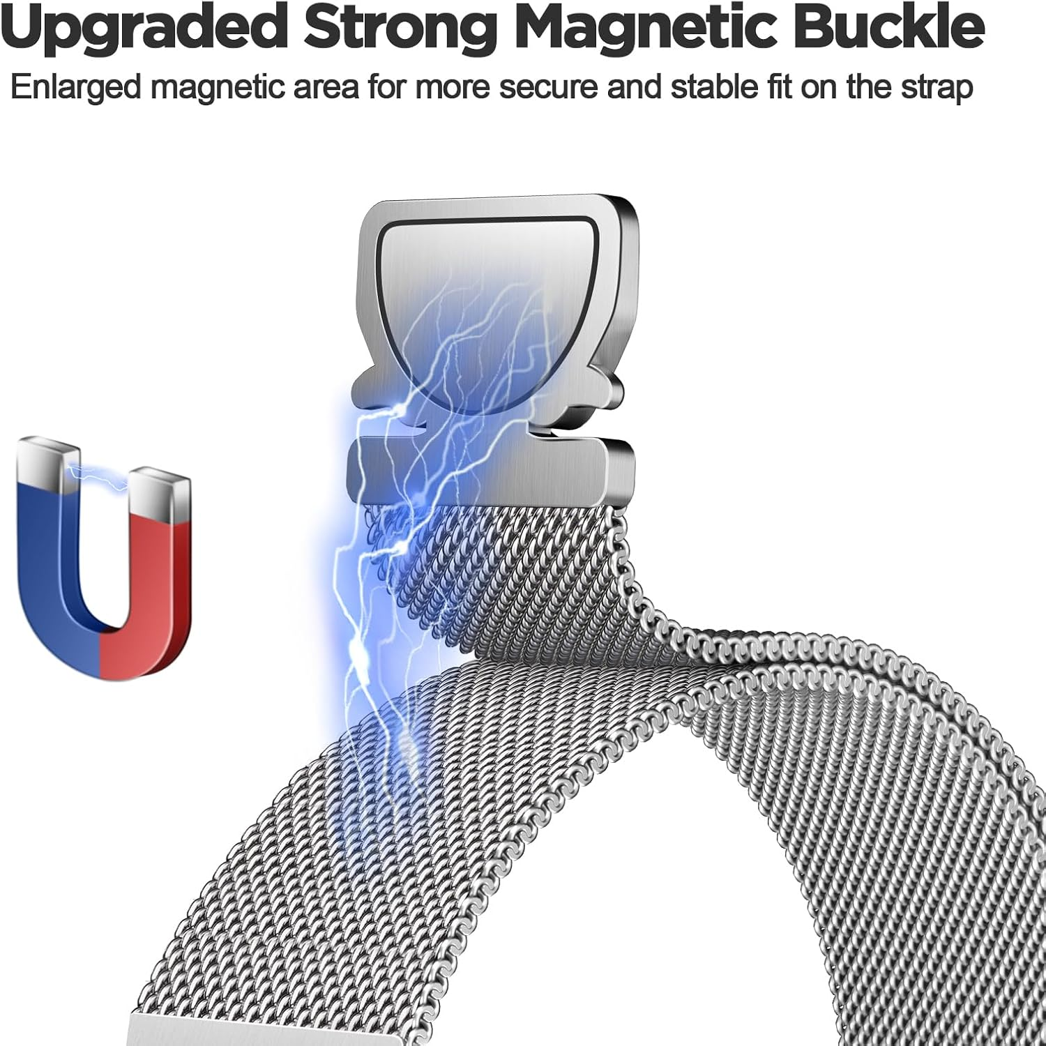 Magnetic 22Mm Watch Band Stainless Steel Compatible with Huawei Watch GT 5 GT 4 46Mm Metal Strap Huawei Watch 4 Band for Gtr,Venu 3,Vivoactive 4 Mesh Loop with Parachute Clasp - Black image number 5