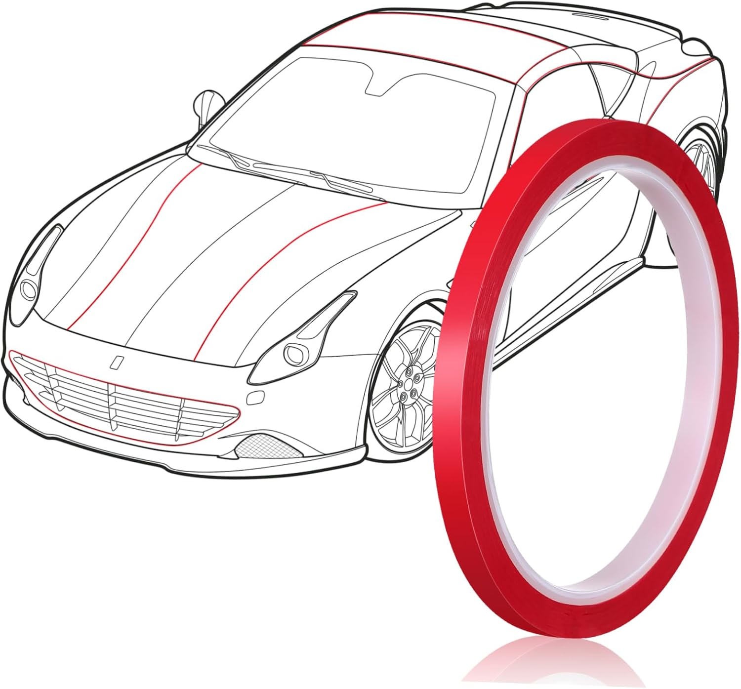 Car Decorative Strip Adhesive Tape 6Mm X 33M Red Polyester Auto Trim Electrical Insulation Tape for Automotive Molding and Painting Applications image number 4