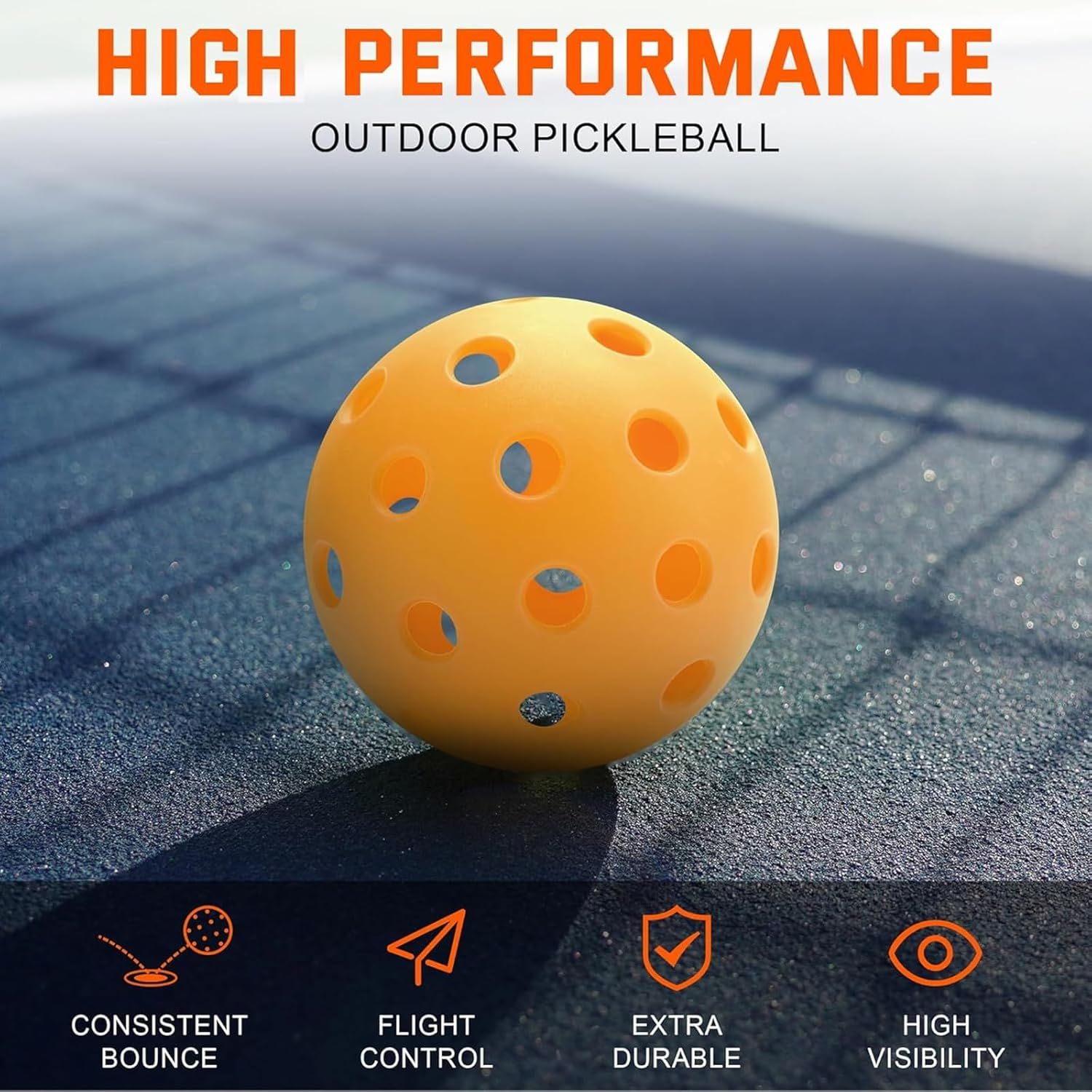 Outdoor Pickleball Balls with Mesh Bag, 40 Holes Pickleball Balls Outdoor, High Bounce Compatible with All Pickleball Paddles, Perfect for Beginners and Intermediate Players(12Pcs) image number 3