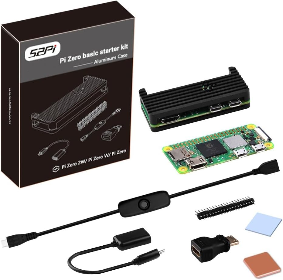 Geeekpi Zero 2 W Board with Raspberry Pi Zero 2 W Case, Copper Heatsink, 20Pin Header, Micro USB to OTG Adapter, Switch Cable and HDMI Adapter image number 4