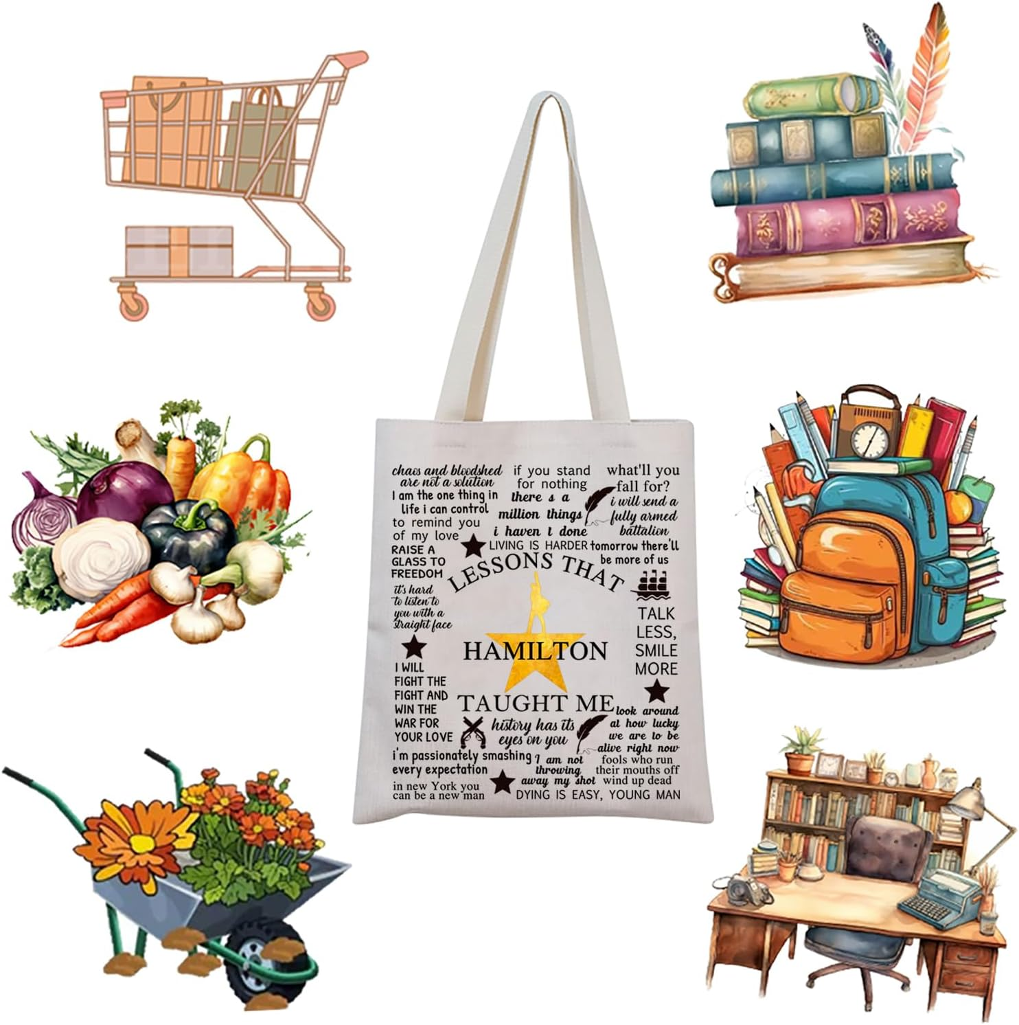 Hamilton Broadway Musical Encouragement Quote Tote Bag Hamilton Musical Lover Gift Hamilton Musical Merchandise - Ham Tote image number 1