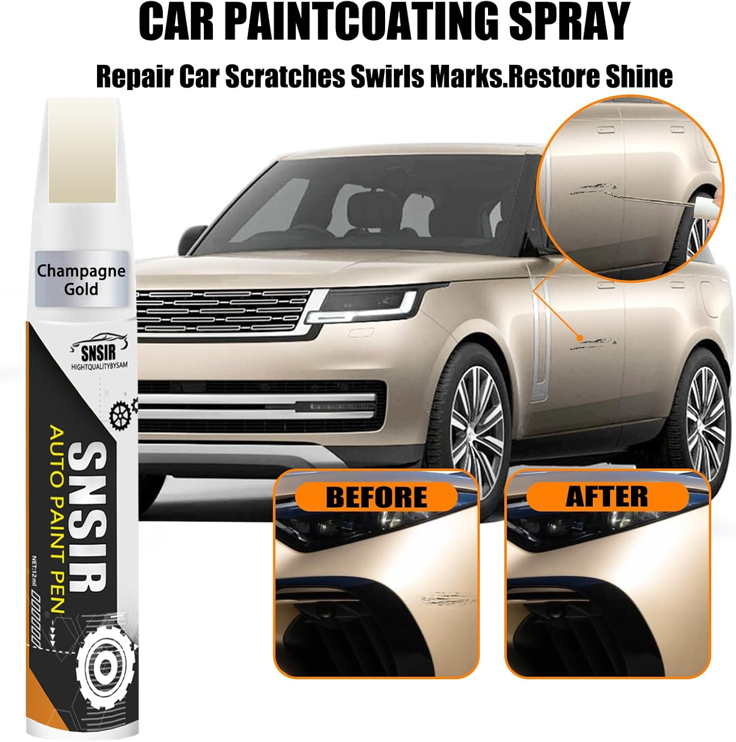 Gold Touch up Paint for Cars, Color Accurate Touch up Paint for Cars, Premium Car Scratch Remover for Deep Scratches, Easy to Use, Safe and Non-Toxic image number 4