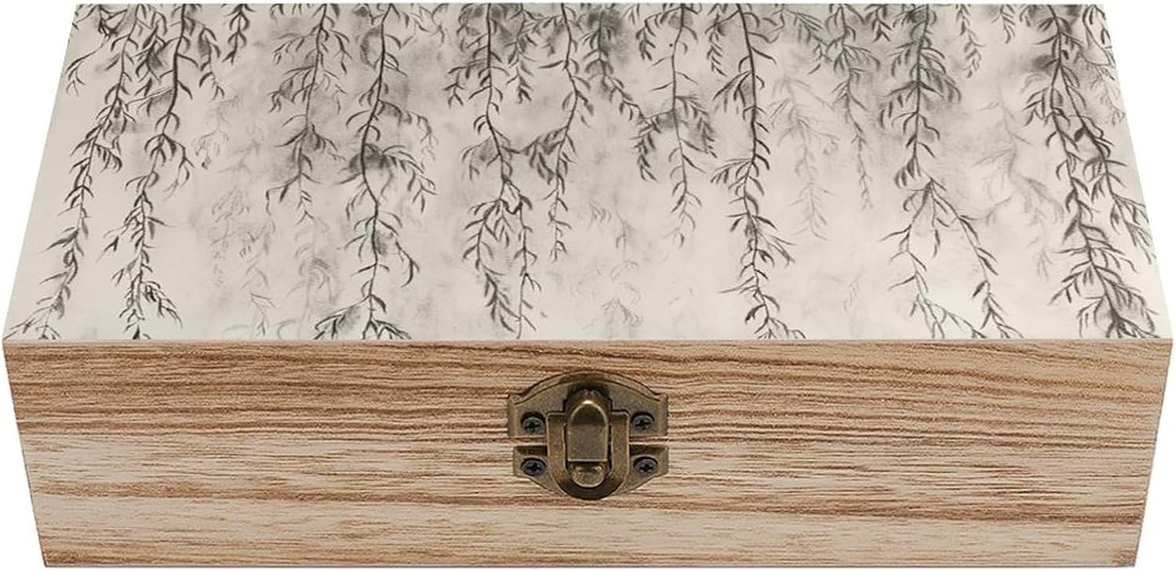 Willow Branch Drawing Wooden Box Wood Wedding Keepsake Boxes with Lids Small Decorative Boxes Lightweight Wooden Memory Storage Box for Crafts Keepsakes Jewelry Photo Letter Storage image number 4