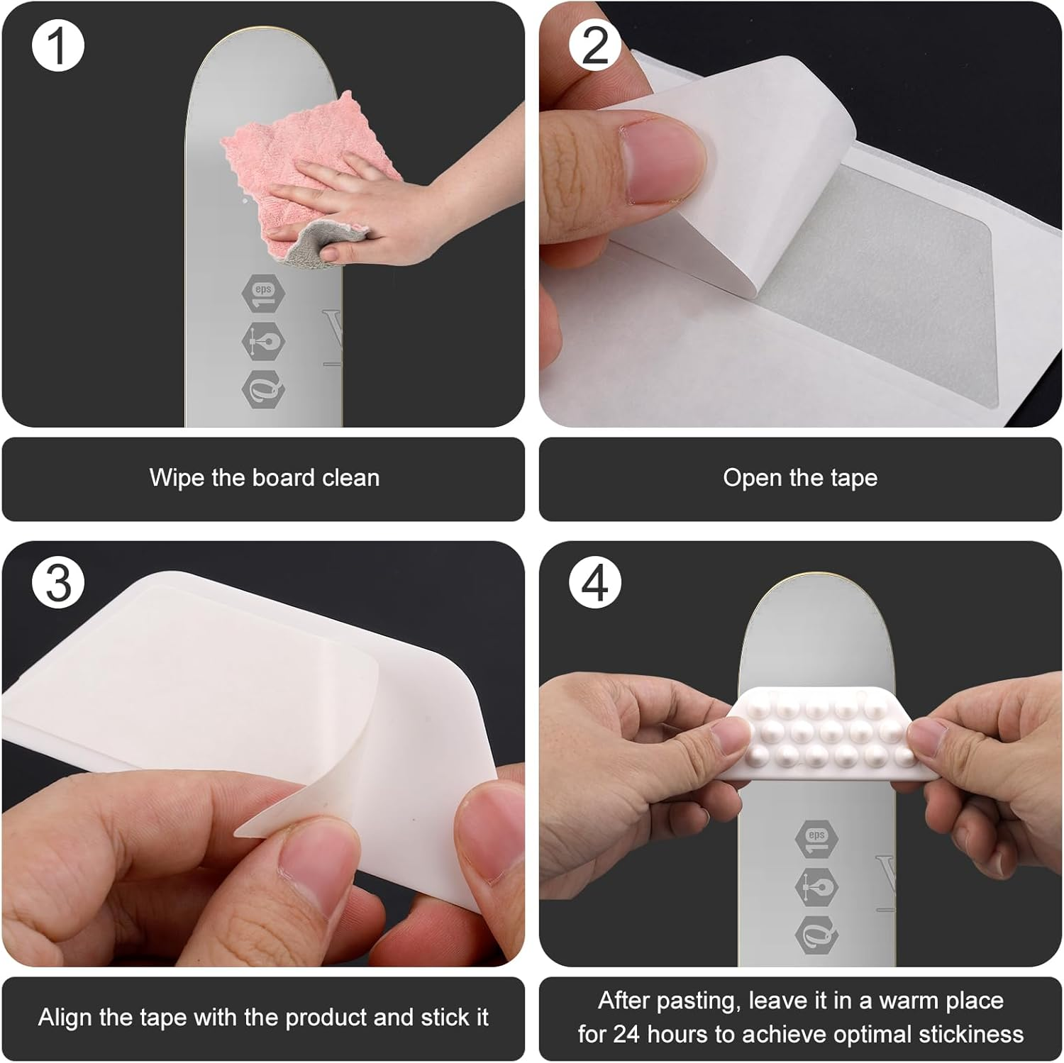 Gosknor 2 Sets of 6Pcs Snowboarding Stomp Pads, Premium Plastic Anti-Slip Snowboard Stomp Pads Durable Snowboard Stomp Pads Practical Snowboarding Accessories(Snow-White Color) image number 4