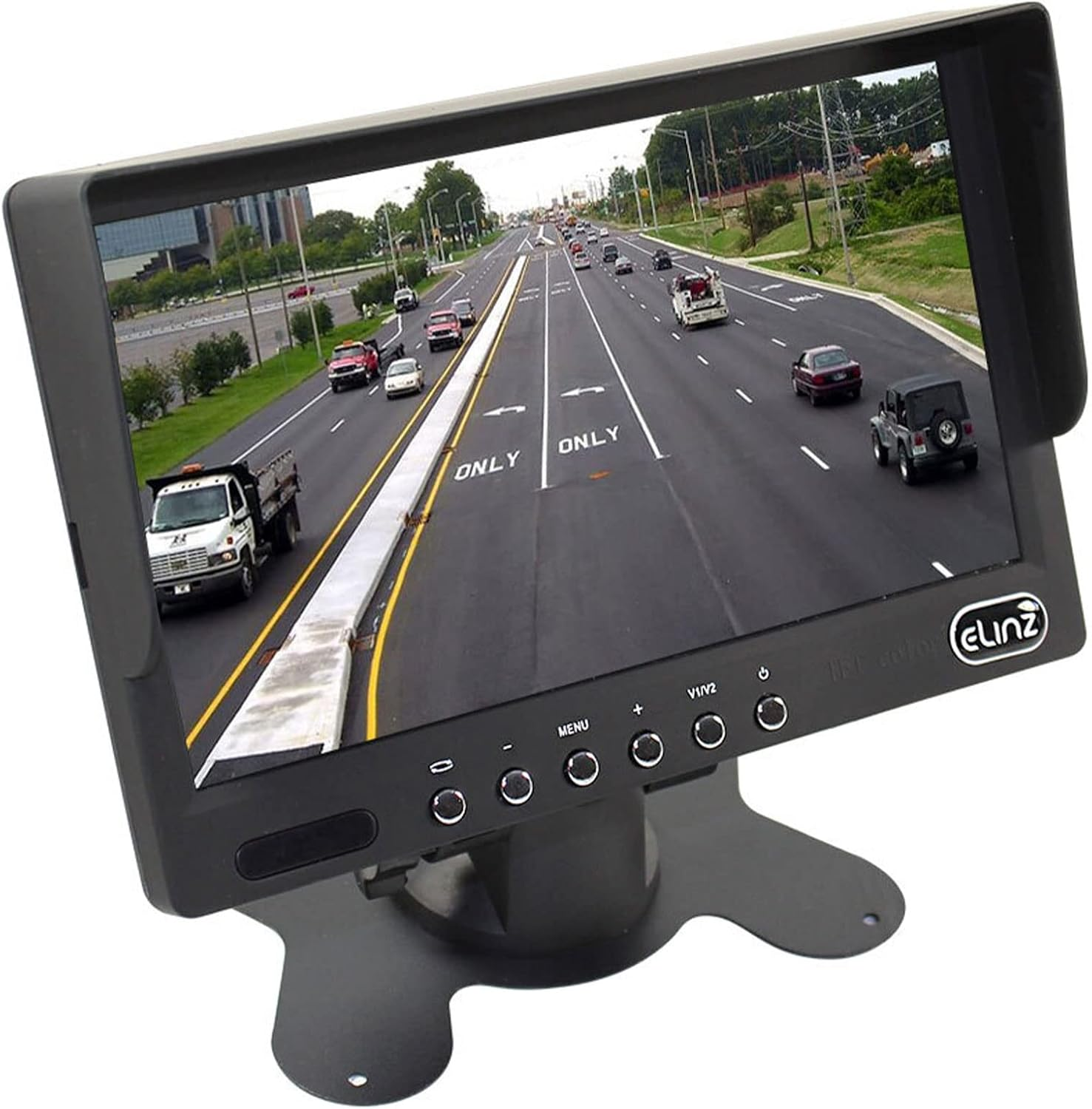 Elinz 7" TFT LCD Monitor HD 12V 24V with 2 AV Inputs 4PIN Advanced 800X480 Sunshade Design Remote Control Built in Speaker Truck Caravan Cars image number 1