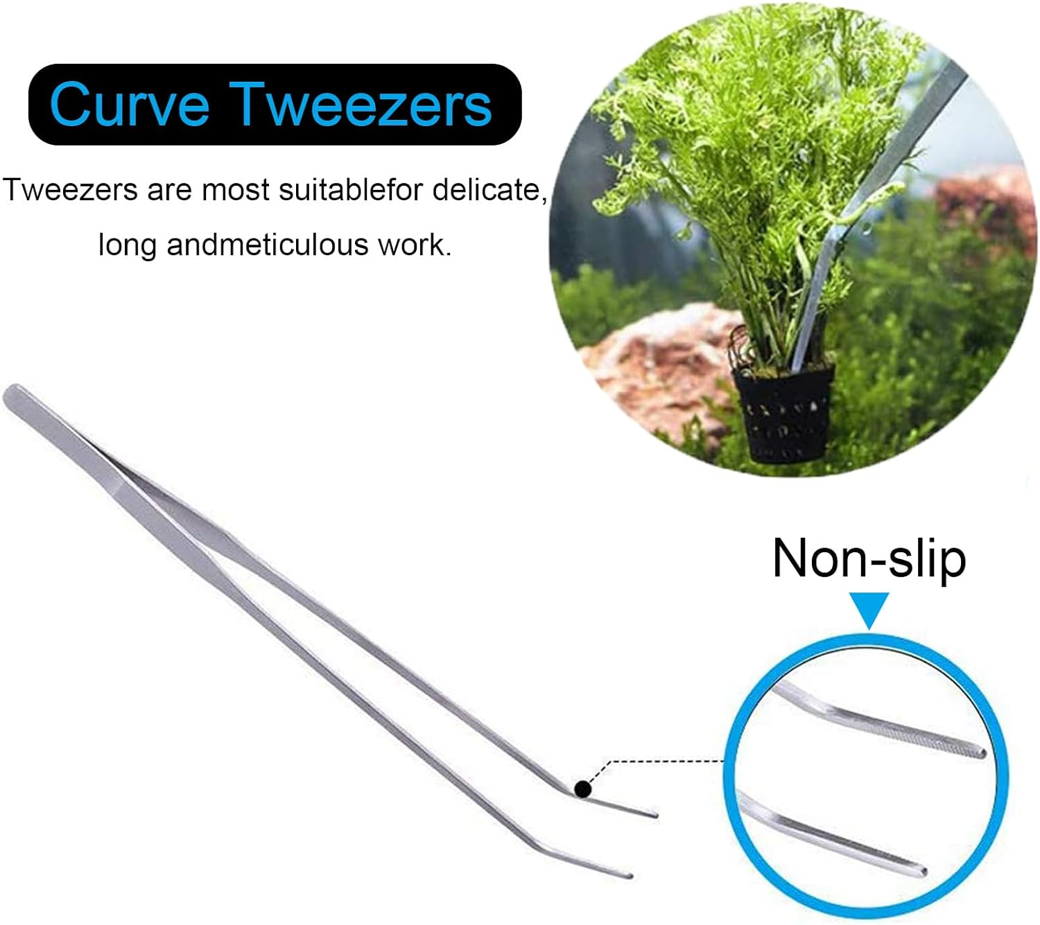 Aquarium Aquascape Tools Kit, Stainless Steel Aquatic Plants Tools, 4 in 1 Anti-Rust Aquascaping Tweezers Scissors Spatula Scrapers Tool Set for Fish Tank Cleaning Plant Trimming Shears image number 1