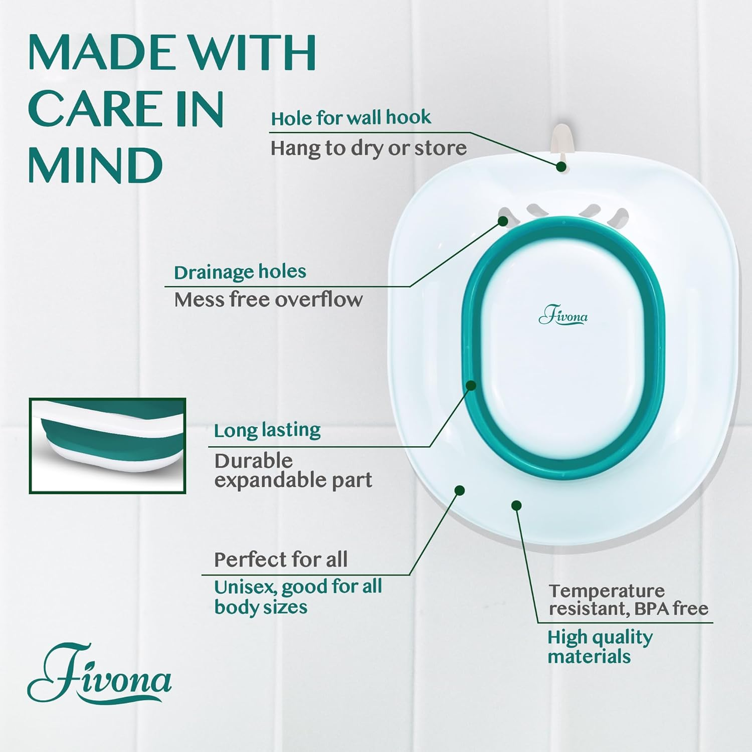 Fivona Expandable Sitz Bath Seat for Soak and Steam - Postpartum Essentials Care and Hemorrhoid Treatment - Unisex and Universal Fit over the Toilet Yoni Steaming Bowl - At-Home Soothing Relief Device image number 3