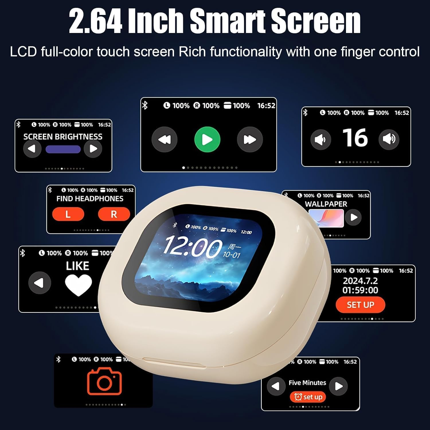 OBEST AI Translation Earbuds,Bluetooth Realtime Voice Open Ear Headphones with Color LCD Touch Screen,Wireless Noise Reduction Language Translator Device,144 Languages, Corporate Travel Learn image number 5