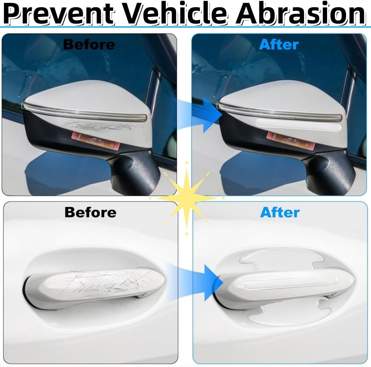 8 PCS Transparent Car Door Handle Protective Film,Ywbfove Transparent Waterproof PVC Cup Protector, Anti-Scratch Handle Protective Film, Suitable for Most Car Door Handles image number 3