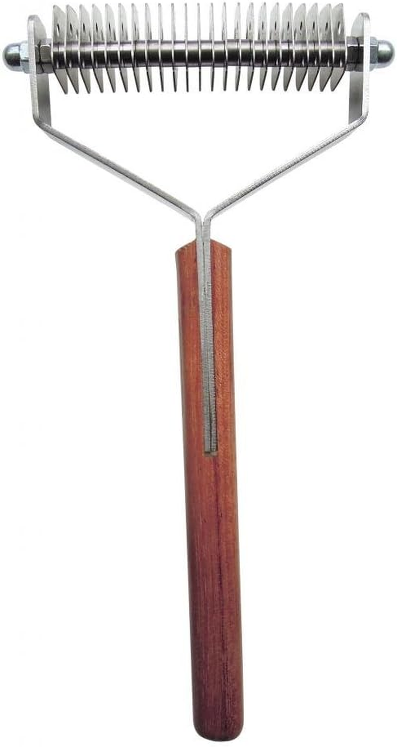 Mars Coat King Double Wide Dematting Undercoat Grooming Rake Stripper Tool for Dogs and Cats, Stainless Steel with Wooden Handle for Thick Coats, 23-Blade Stripper for Groomers, Pet Owners image number 5