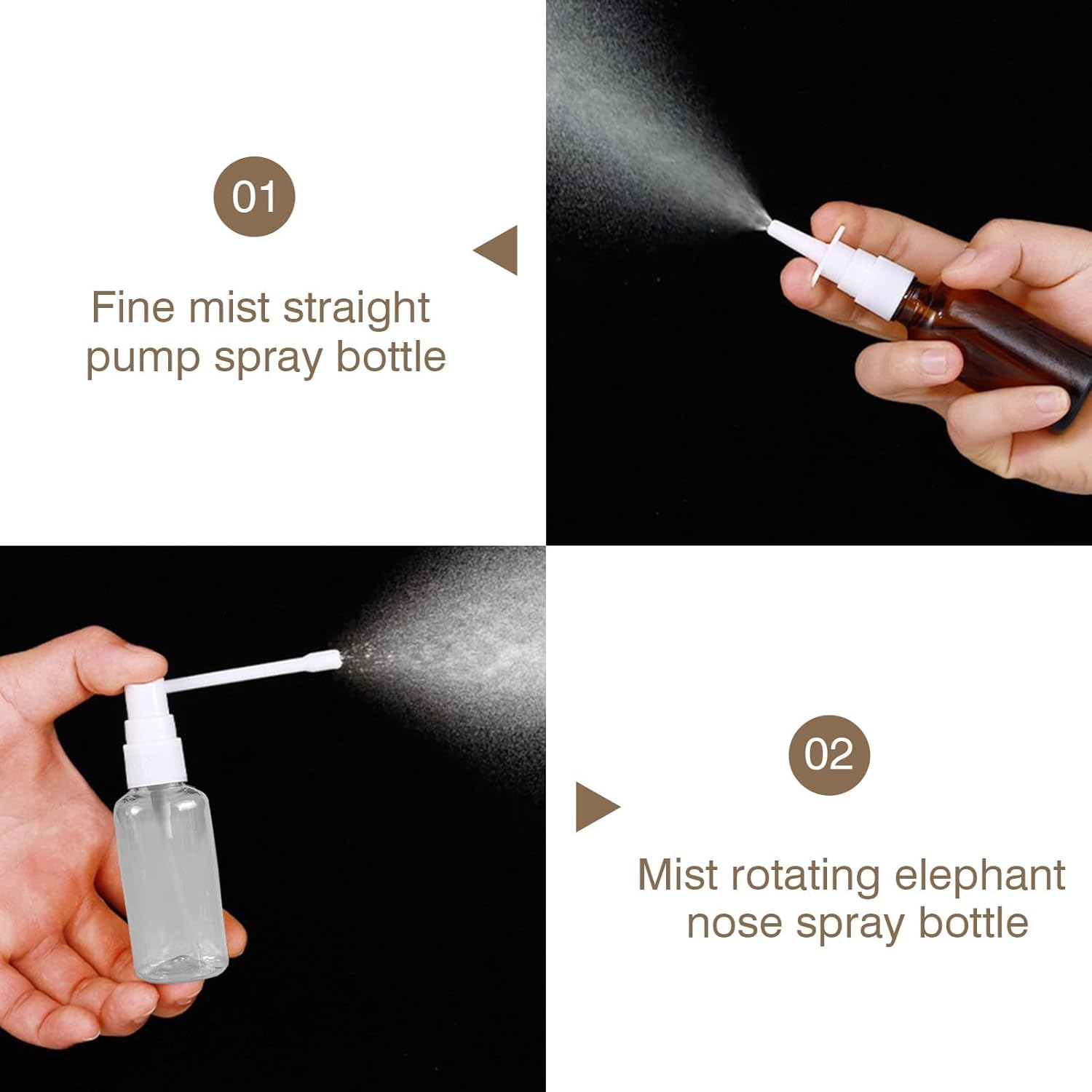 Nasal Spray Bottle, 30 Ml Dropper Bottle with Pipette, 2 Funnels and Labels, Amber Colour, Refillable, Fine Spray Mist for Homemade Cleaning Products, Air Travel or Outdoor Sports image number 1