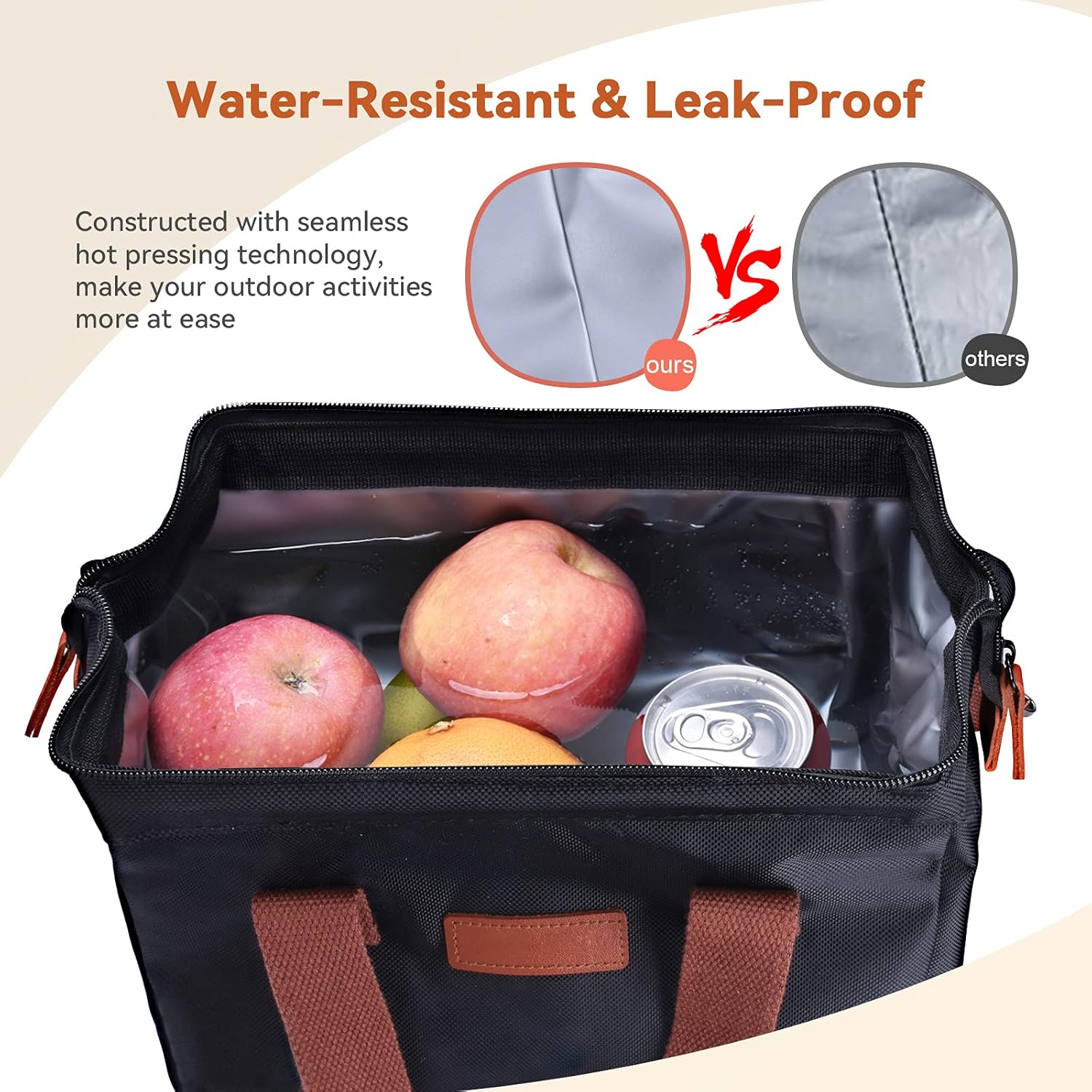 ZATOGOO Cool Bag Cool Backpack 20 L Double Layer Large Cool Bag Thermal Bag Picnic Bag Insulated Bag Waterproof Leak-Proof for Beach, Hiking, Family Trips Black image number 3