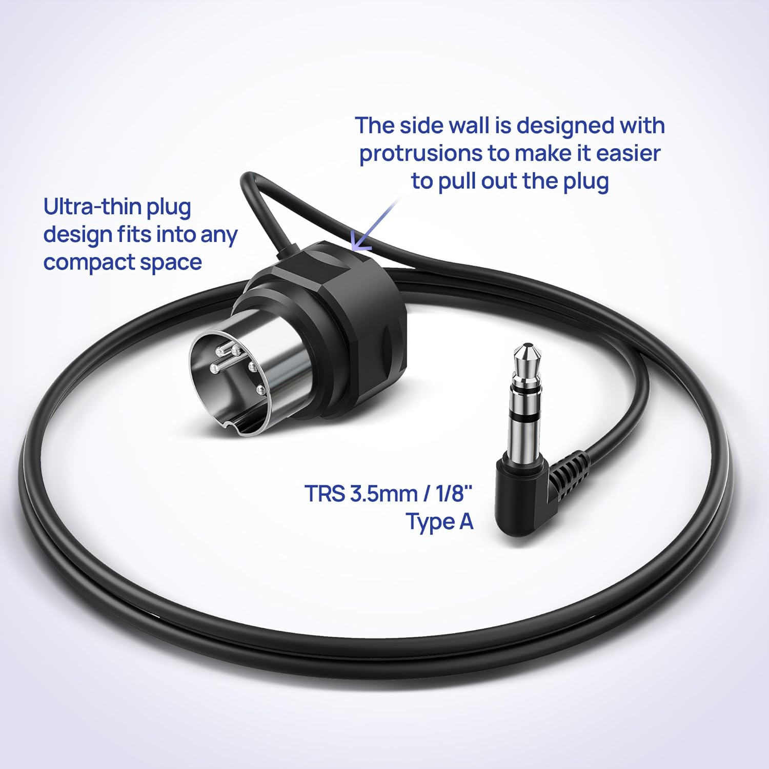 CME TRS MIDI Cable 4-Pack - TRS Type a (3.5Mm - 1/8&rdquo;) to 5-Pin DIN, 1FT / 30CM, Low-Profile - Right Angle Ultra-Thin Plugs for Compact Spaces - Ideal for Synths & Pedalboards image number 6