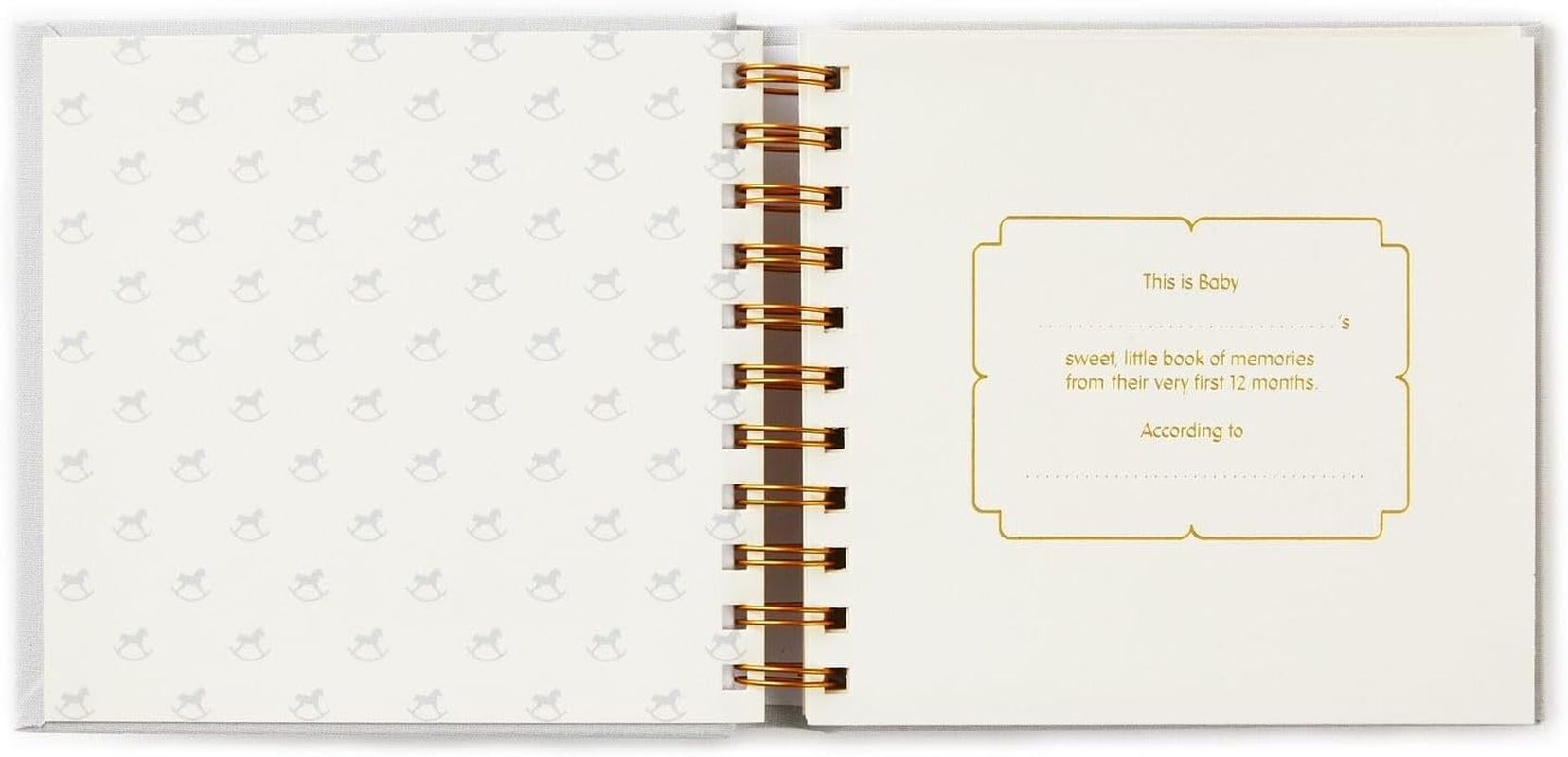 Hallmark &lsquo;Sweet Baby'S First Year&rsquo; Baby Book Album - Rocking Horse Themed Baby Photo Book/Baby Photo Album - Soft Gray Fabric Cover with a Gold Foil Design
