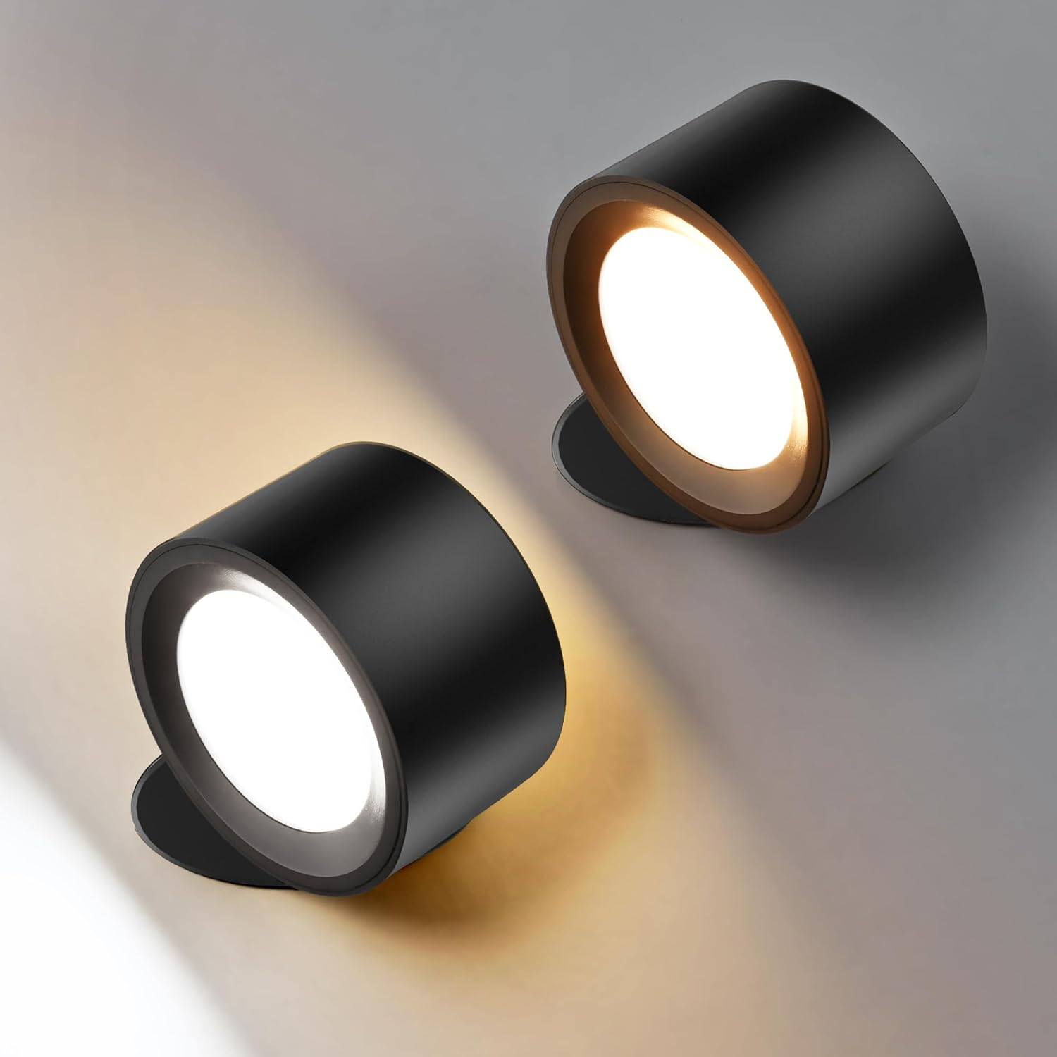 LED Wall Lights Battery Powered Wall Light Rechargeable Lamp, Picture Lights 3 Color Temperatures and Dimmable, 360&deg; Rotation Magnetic Cordless for Bedroom - 2 Pack