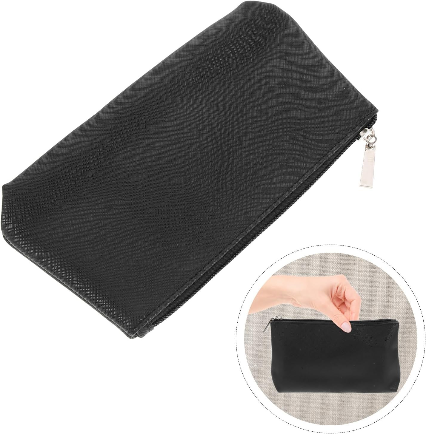 TEHAUX Portable Supple PU Leather Makeup Brush Storage Pouch Compact Medium Travel Cosmetic Bag Zipper Closure for Women Toiletries and Coin Pouch image number 5