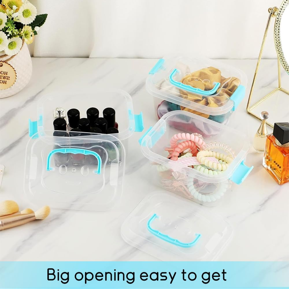8-Pack of Small Clear Plastic Storage Boxes. Portable Mini Snack Storage Boxes, These Arts and Crafts Storage Boxes Come with Lids and Handles for Storing Crayons, Toys, Beads, and More image number 5