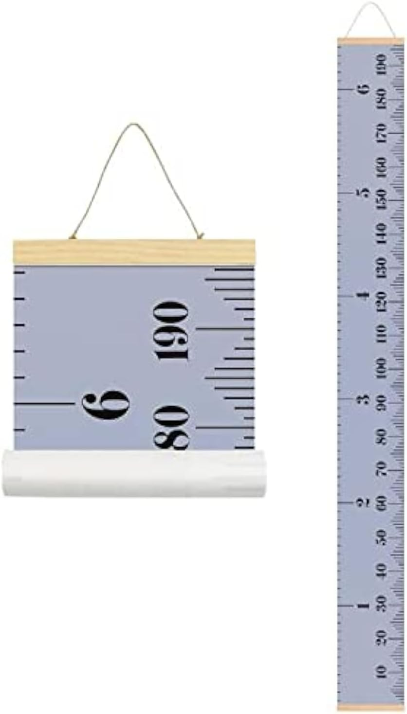 Minomia Kids Growth Chart, Wood Frame Fabric Canvas Height Measurement Ruler from Baby to Adult for Child'S Room Decoration 7.9 X 79In (7.9 X 79In, Pink & Grey) image number 2