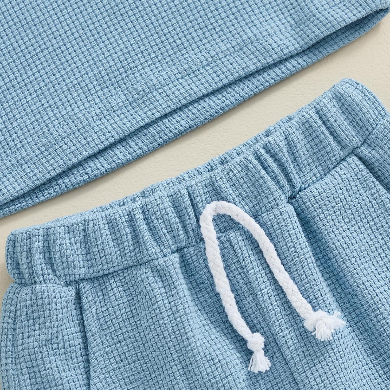 Lamuusaa Toddler Baby Boy Birthday Outfit One/Two Letter Embroidery T-Shirt Jogger Shorts Waffle Summer Clothes image number 6