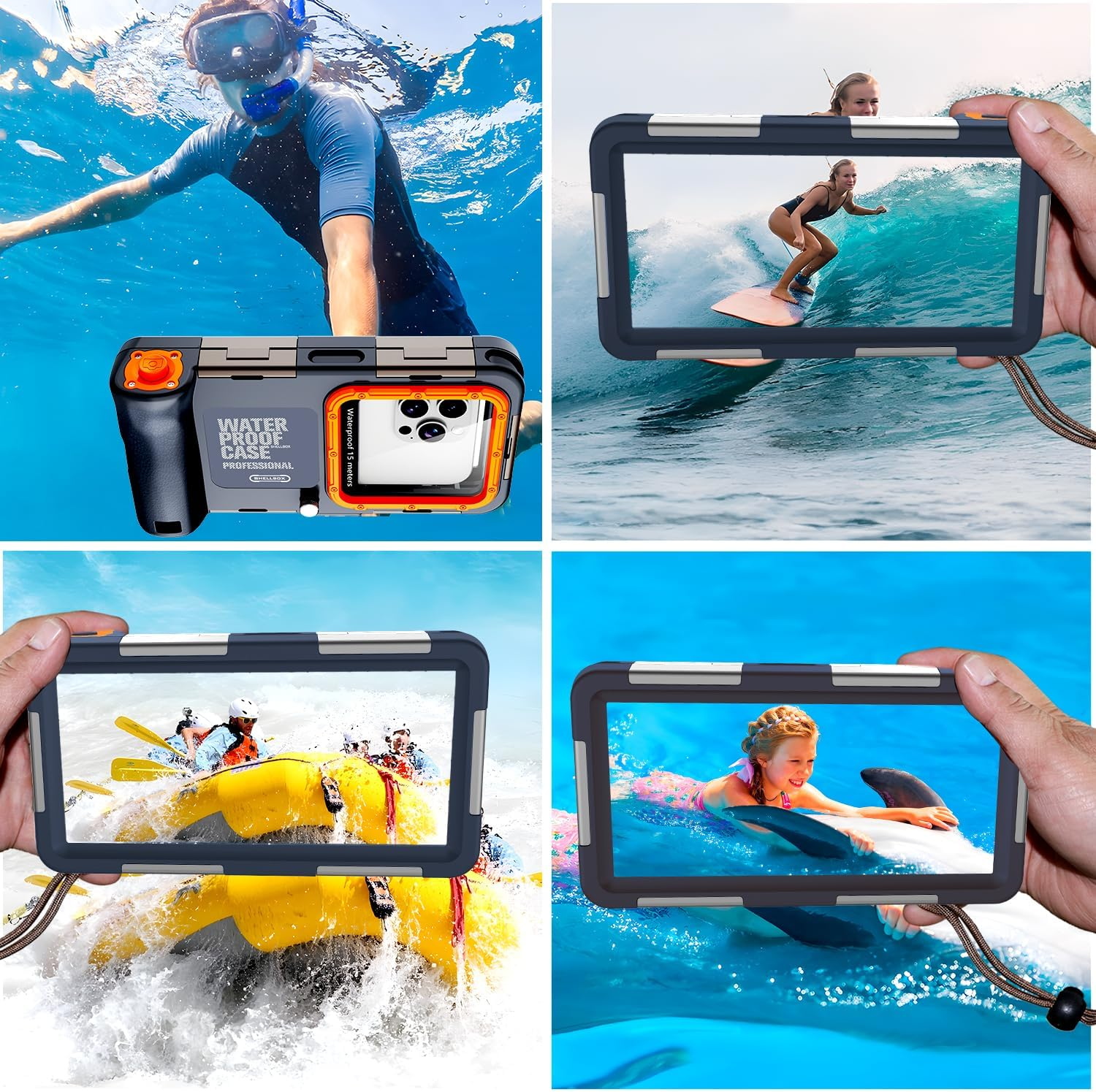 Shellbox Waterproof Mobile Phone Case Underwater Waterproof 15 M Mobile Phone Case Waterproof Swimming Bathing Only for Iphone 16E 16 Pro 16 Pro Max 15 Pro 15 Pro Max 14 plus 14 Pro Max image number 2