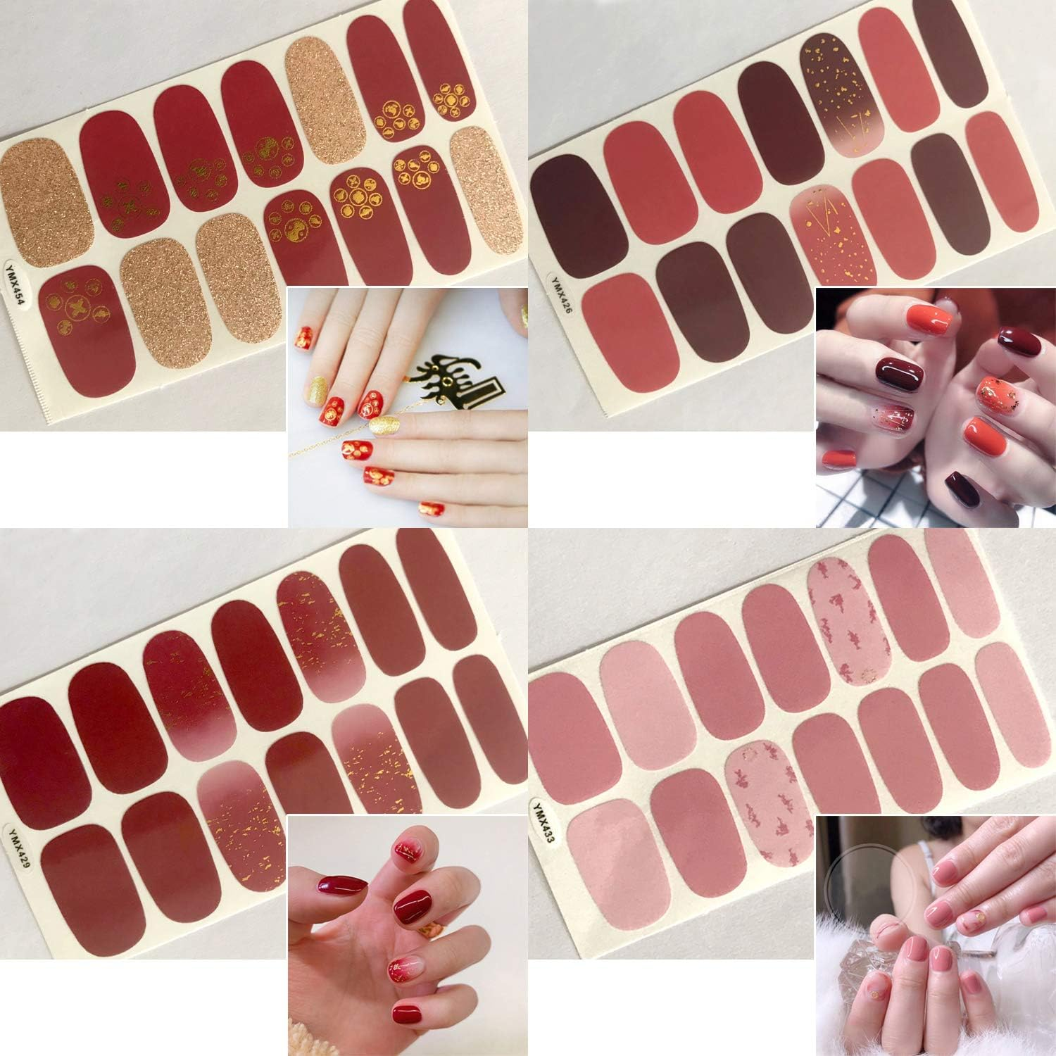 JERCLITY 24 Sheet Solid Color Nail Polish Strips - Press on Nail Stickers & Wraps for Women'S Nail Art with Nail File image number 1