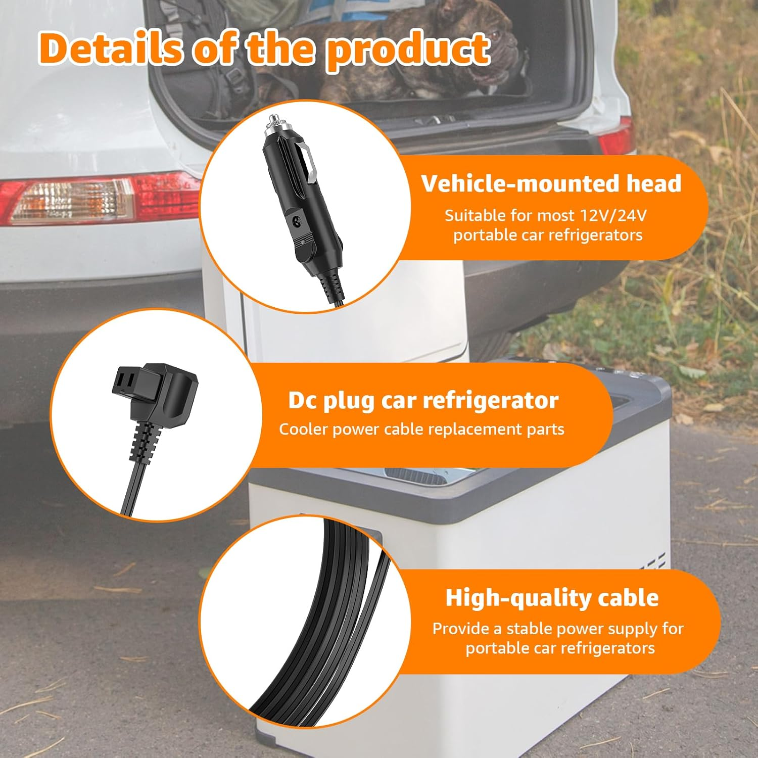 12V Merit & Cigarette Lighter Fridge Adapter for Waeco CFX,CF,CDF Series (1 25 28 35 40 50 60 65 75 95) - 2-Meter DC Power Cable for Car Refrigerator Fridges & Freezers image number 3