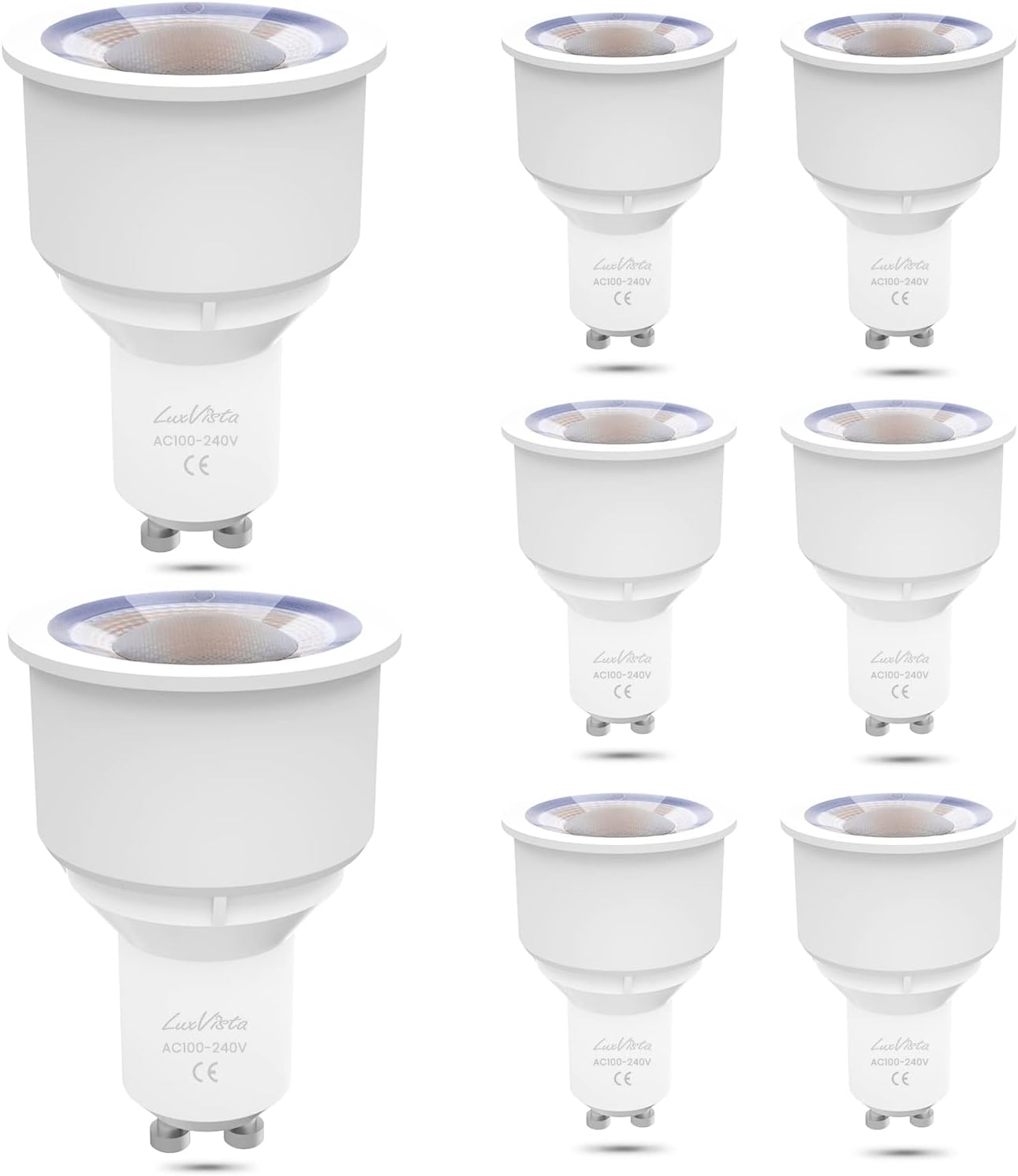 Luxvista GU10 Long Neck LED Bulbs, 9W Warm White 3000K Non-Dimmable, 8-Pack, Equivalent to 75W Halogen Reflector Bulbs image number 3