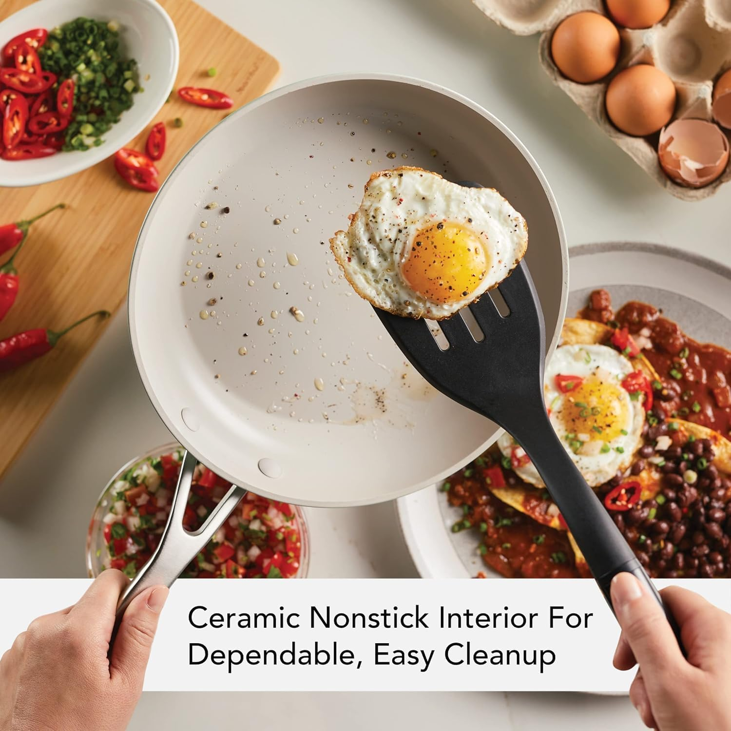 Kitchenaid Hard Anodized Ceramic Ceramic Nonstick Cookware Pots and Pans Set, 9 Piece - Pistachio image number 3