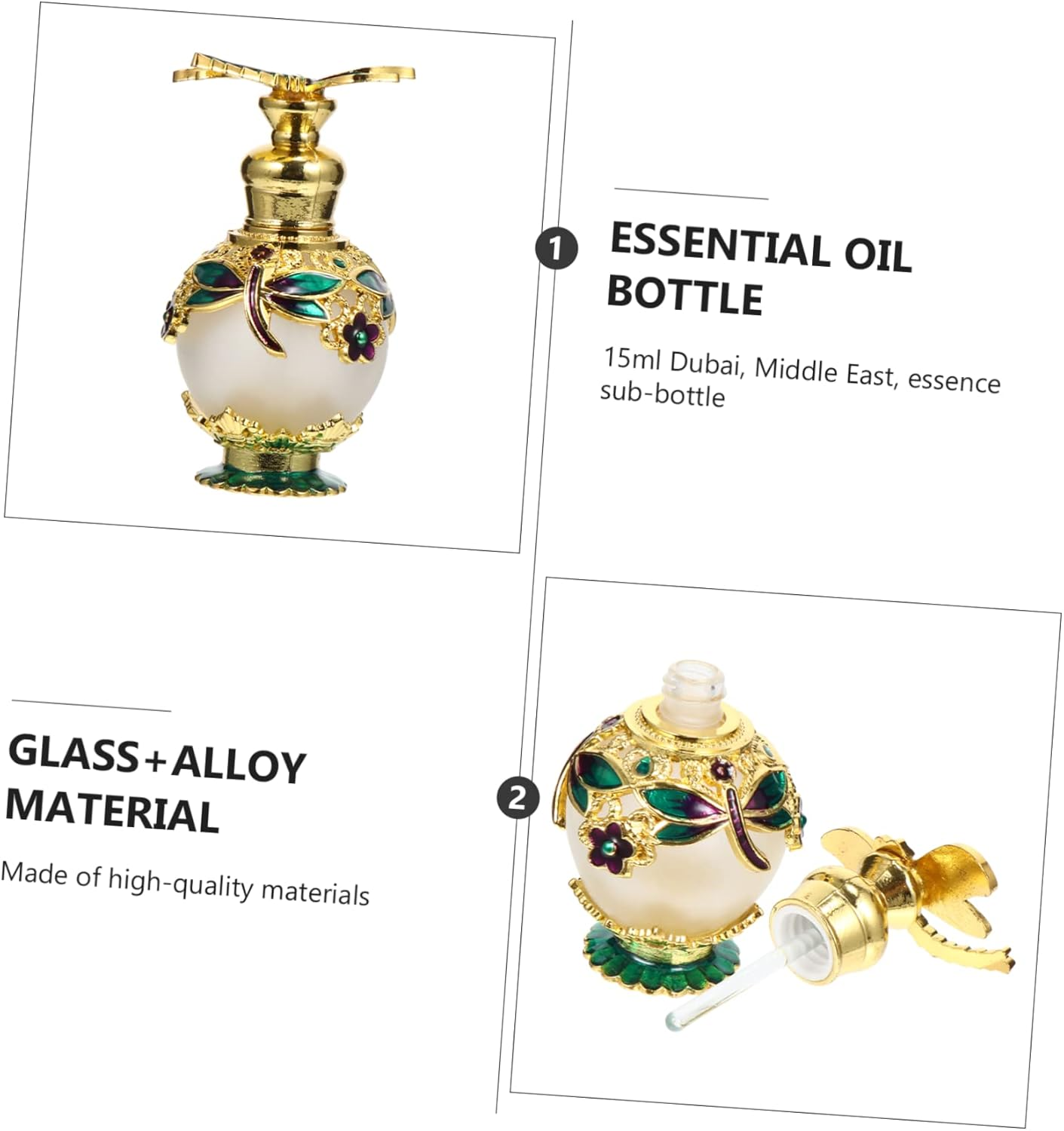 Mobestech 2Pcs Glass Aroma Bottle Refillable Essential Oil Bottle for Diffuser Fragrance Release Perfume Essential Oil Use in Home Fragrance image number 3