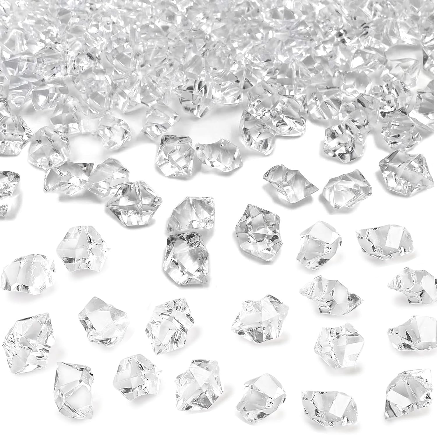 150PCS Dazzling Clear Ice Rocks,Fake Crushed Ice Rocks,Fake Gold,Plastic Gems Acrylic Crushed,Mini Diamonds for Vases Fillers Table Scatter Decor image number 2
