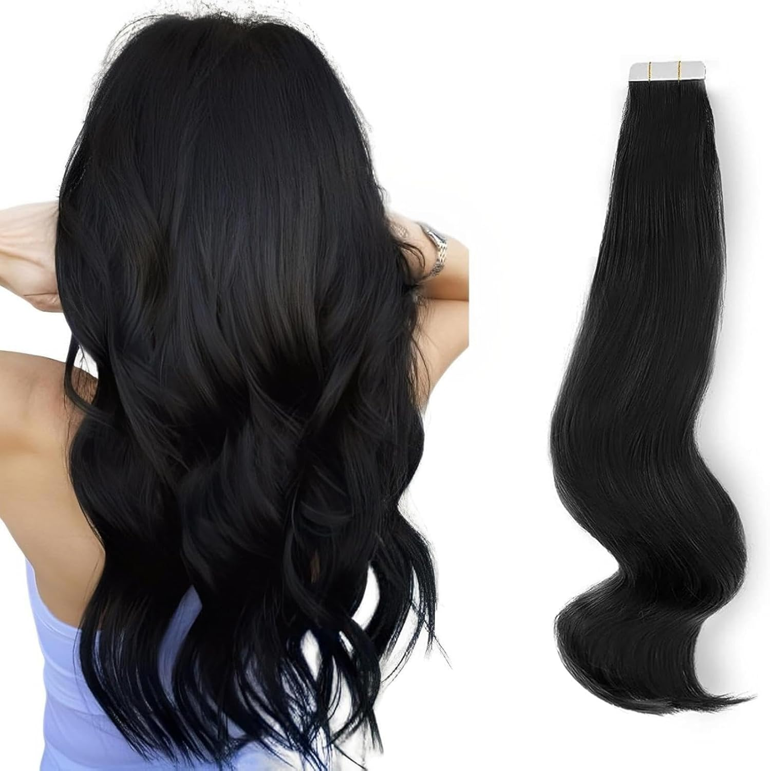 ABH AMAZINGBEAUTY HAIR Tape in Hair Extensions Human Hair Ice Blonde Tape in Blonde Straight Hair Glue in Remy Human Hair Extensions Invisible Skin Weft Color 1000 White Blonde Hair 14 Inch 20Pcs 50G