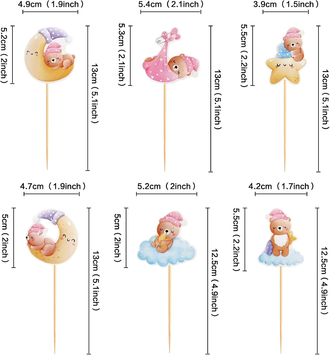 24 Pack Bear Baby Shower Decorations Bear Cupcake Toppers Gender Reveal Baby Girl Kids Birthday Bear Theme Birthday Party Cake Decorations Supplies Pink image number 4