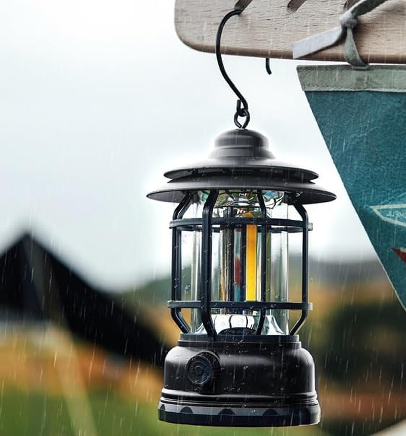 2PACK Rechargeable Camping Lanterns, Portable LED Tent Light with Stepless Dimming, Waterproof Vintage Design, 360&deg; Illumination, USB-C Fast Charging, Indoor & Outdoor Decor image number 4