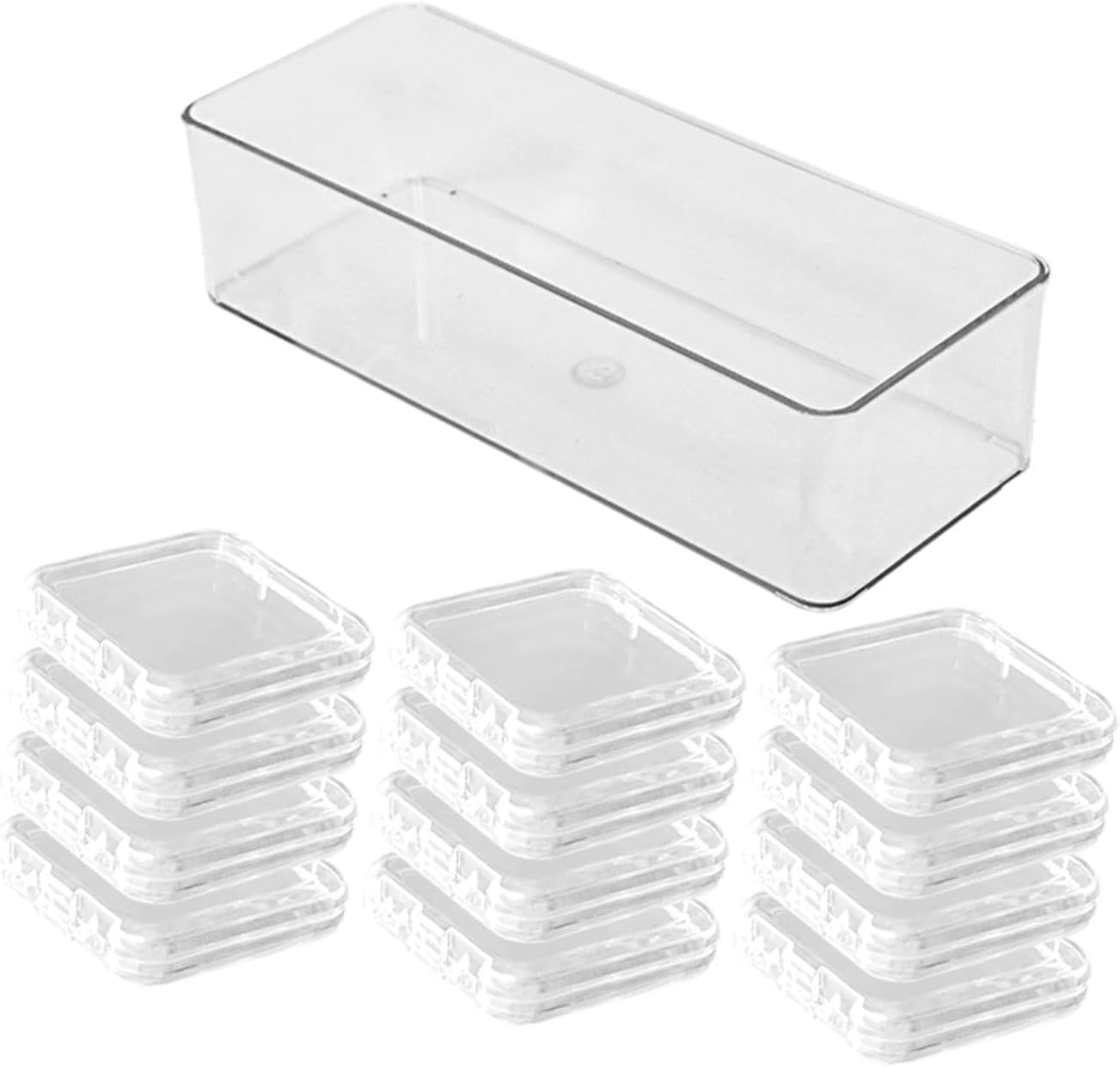 Eigell Press on Nail Storage Box Set False Nail Organizer Transparent Multipurpose Business Nails Packaging Box Display Case, Long Box - Long Box image number 2