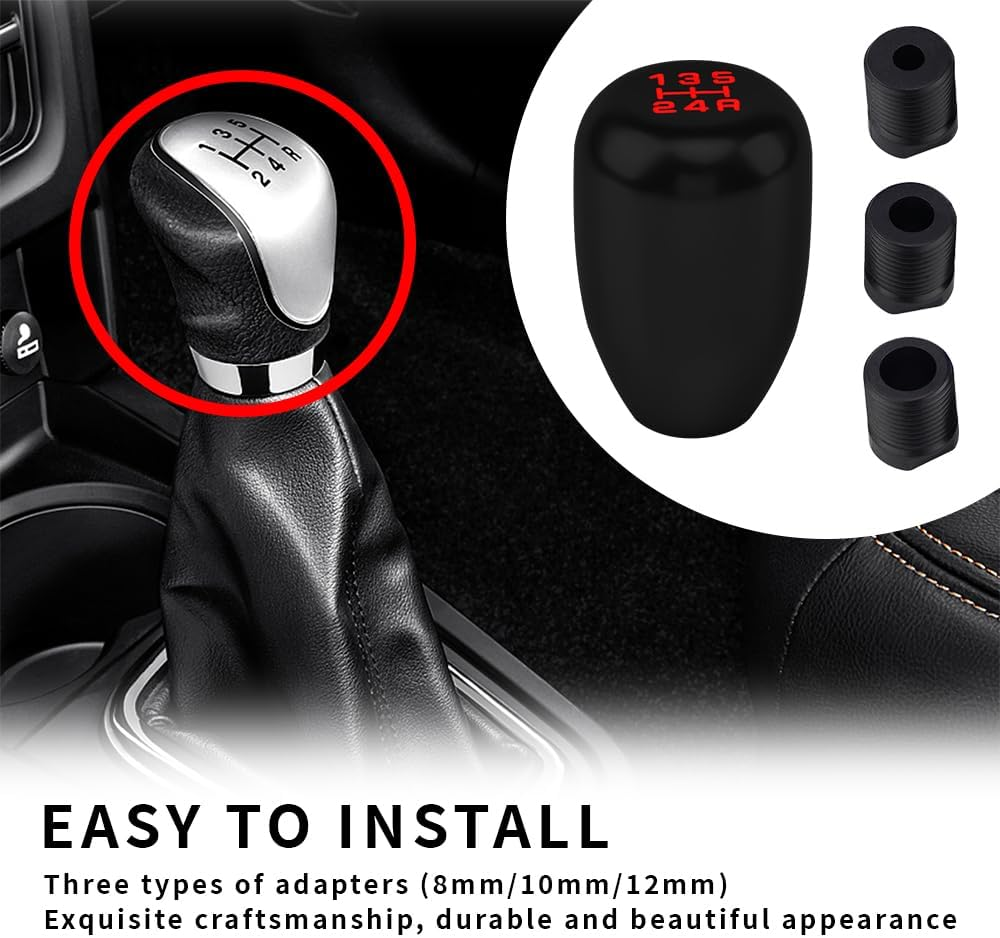 Kutyun Shifter Knob, Gear Shift Knob, Shift Lever Knob, Weighted Shift Knob 5 Speed, Car Stick Shift Knob with Adapter, Aluminum Alloy Manual Shift Knob, Car Accessories for Most Vehicles (Black) image number 6