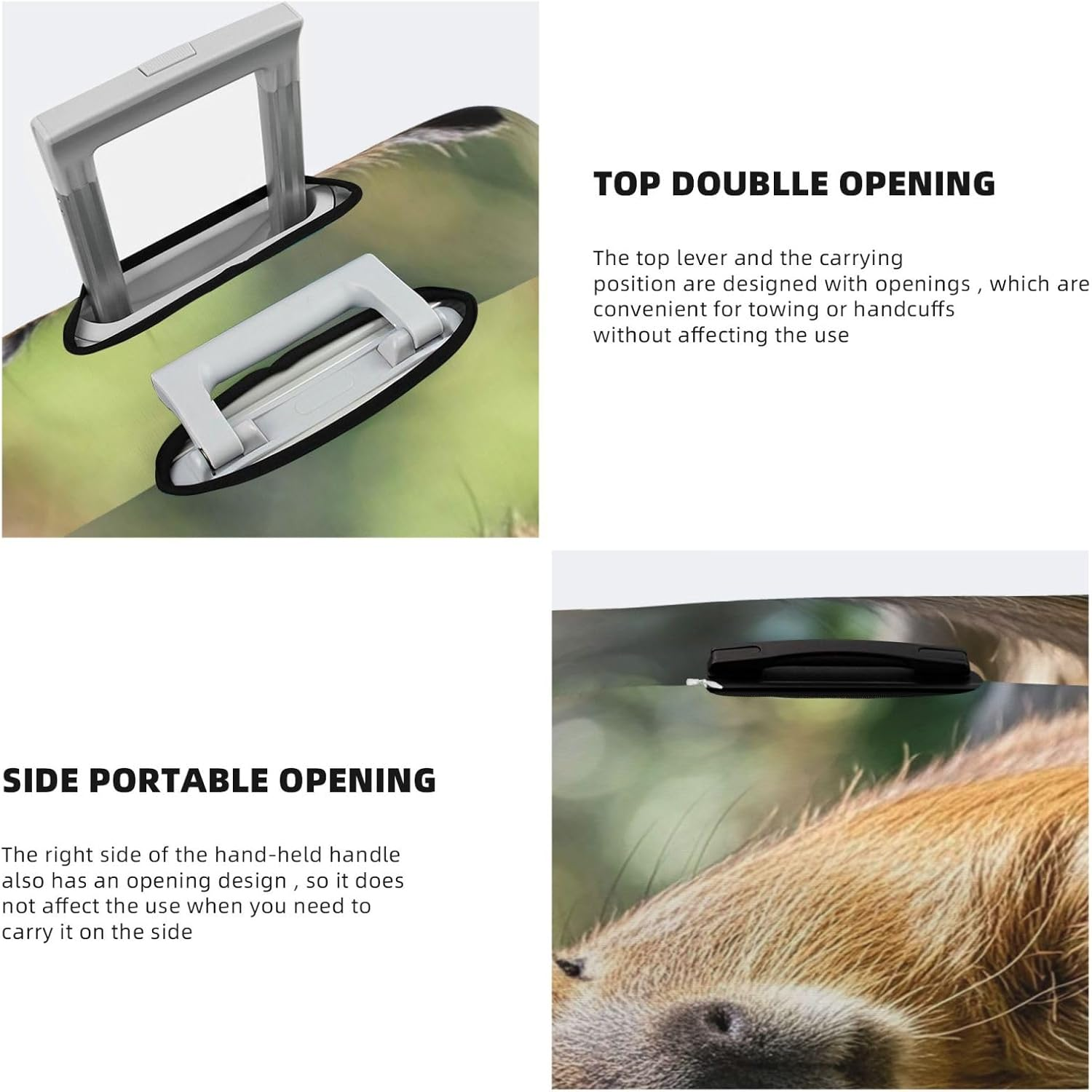 STVYUKL Capybara with Eyes Closed (2) Luggage Cover Personalized Elastic Washable Suitcase Cover Luggage Protector Auti-Scratch Suitcase Case Protector Fits 18-32 Inch Luggage, Black, X-Large image number 1