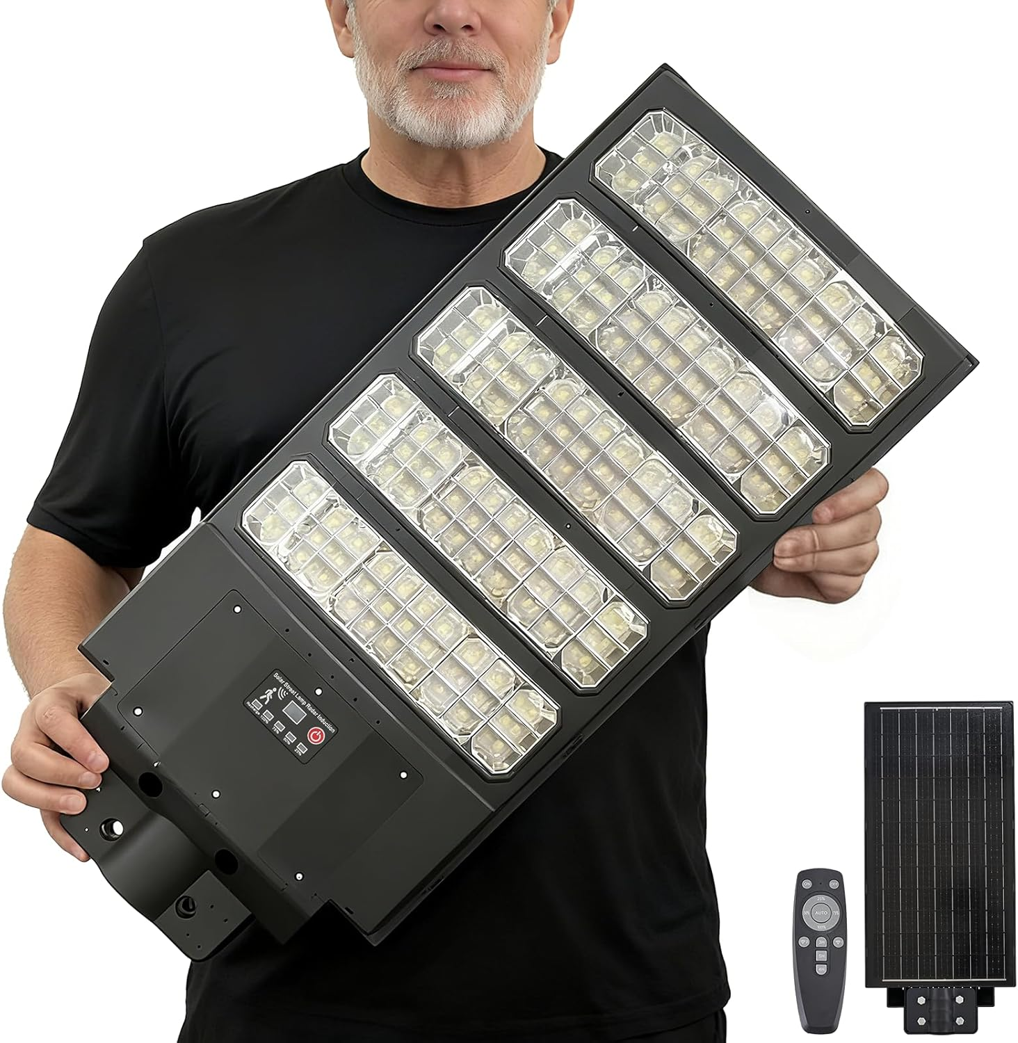 6000W Solar Street Light Outdoor, YACAISI 8500K Super Bright Commercial Parking Lot Dusk to Dawn Waterproof Lights, LED Solar Security Motion Sensor Lamps for Court, Garage, Yard, Road