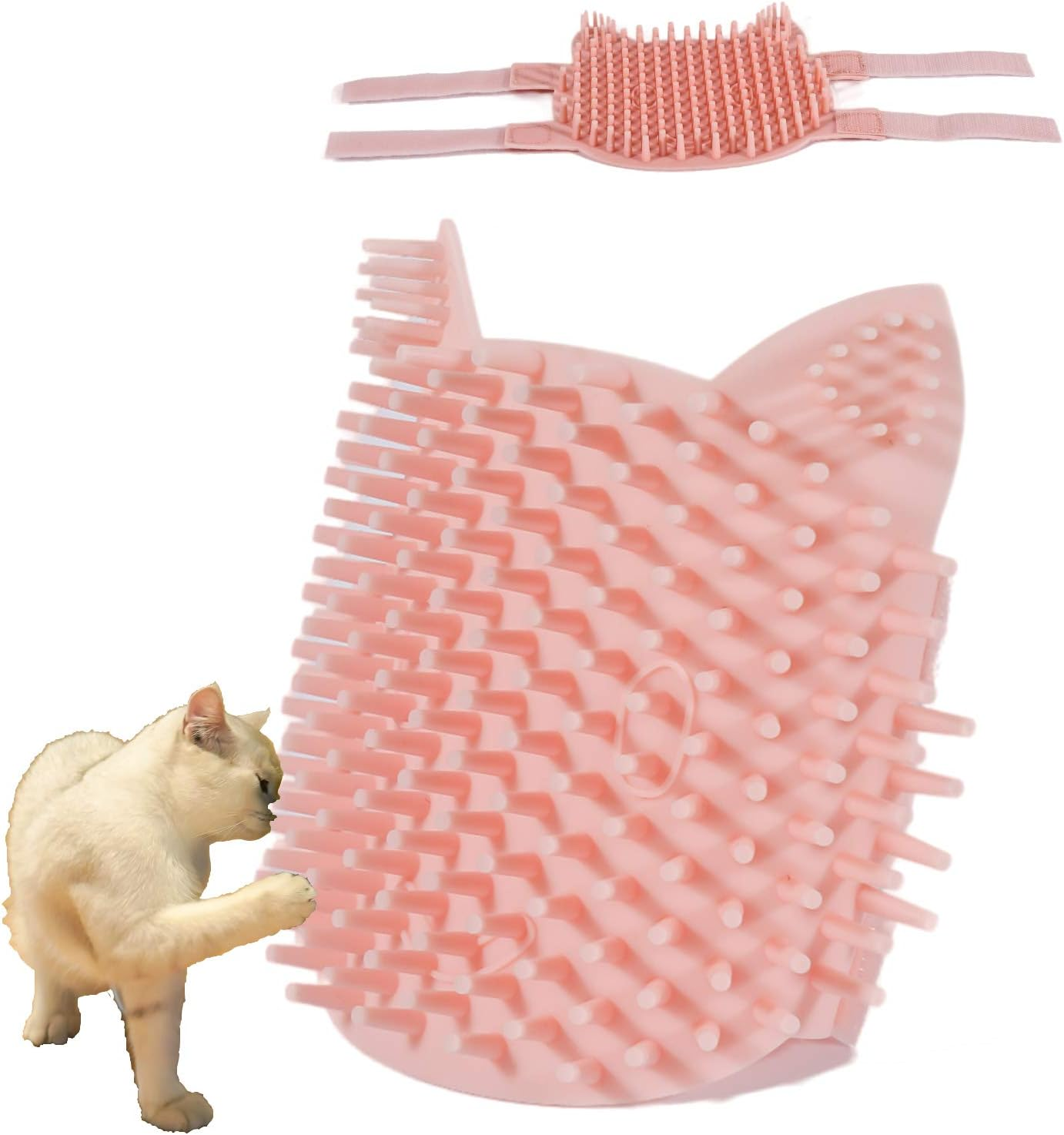 ABCOOL Cat Pet Self Grooming Comb Brush - Multi Functional Catnip Flavor Corner Massage Tool for Kitten Puppy Relaxing, Extra Soft Silicone Pins Handy Hair Shedding Trimming