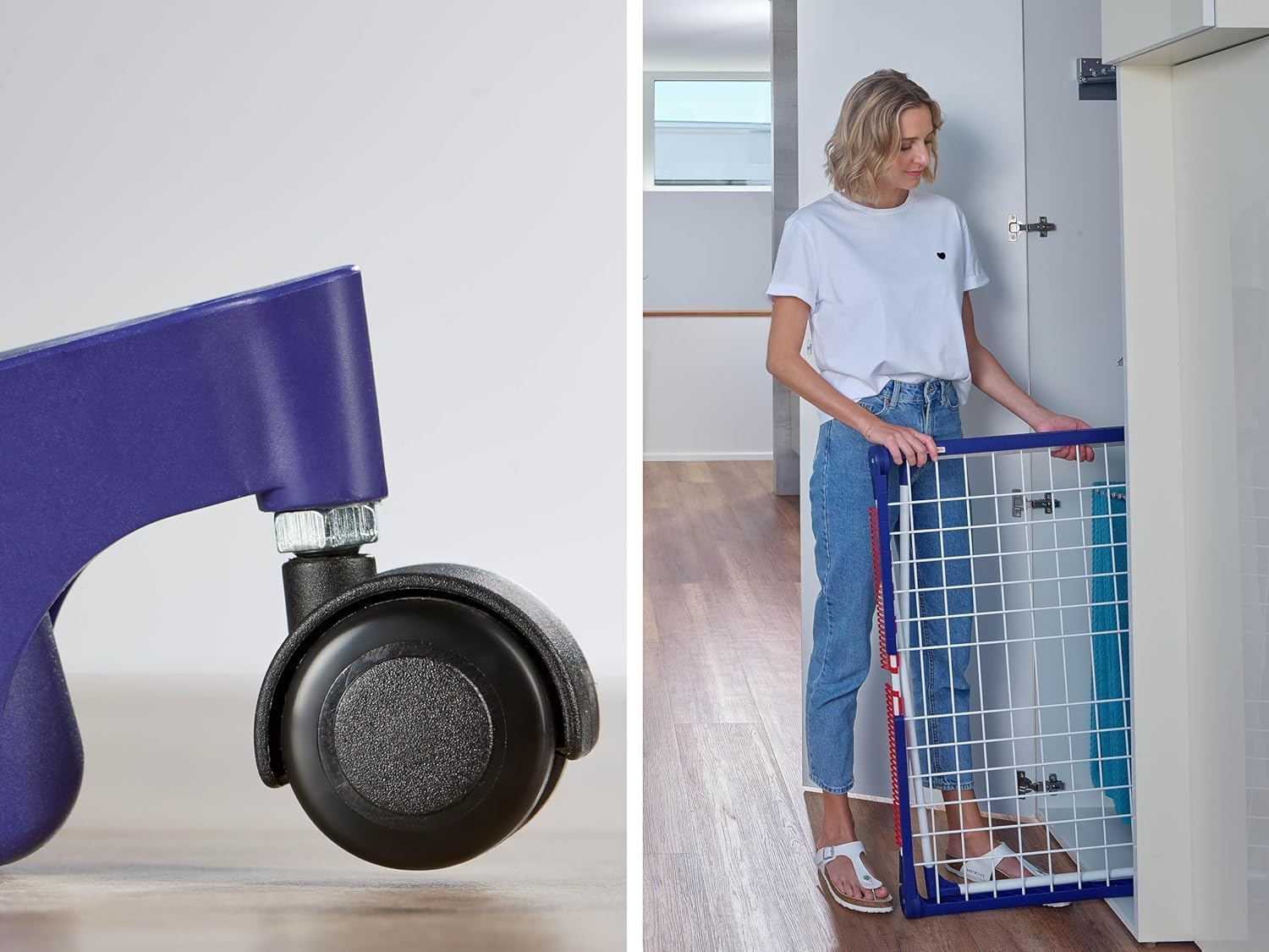 Leifheit Pegasus 200 Solid Deluxe Mobile Clothes Airer Dryer with 20 Meter Clothes Horse, White/Blue