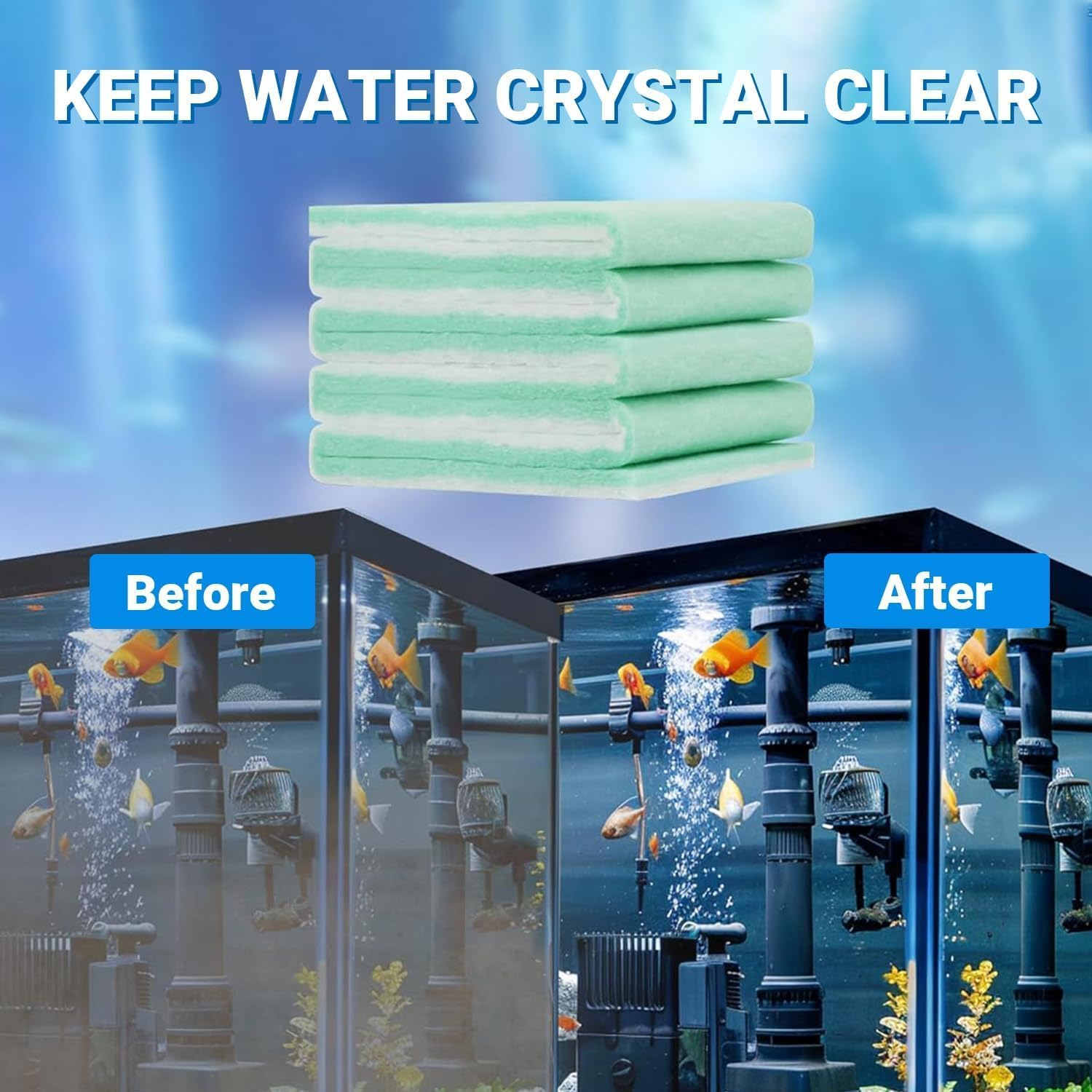 1Pcs Aquarium Filter Sponge, Biochemical Cotton Filter Foam Media Roll Pad for Fish Tank &ndash; High Porosity, Reusable, Cut-To-Fit Water Filter Sponge (Green) image number 4