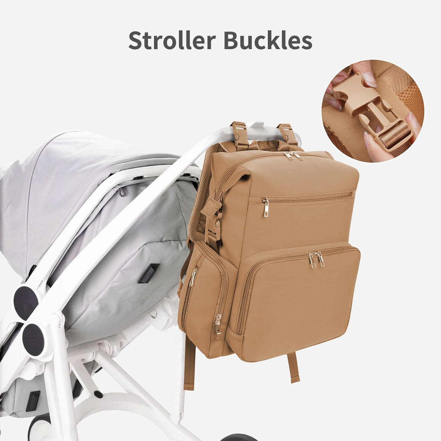 CEI-CEI Neoprene Diaper Bag Backpack Large Newborn Baby Maternity Bags Waterproof Travel Backpack for Mon Dad - Brown image number 2