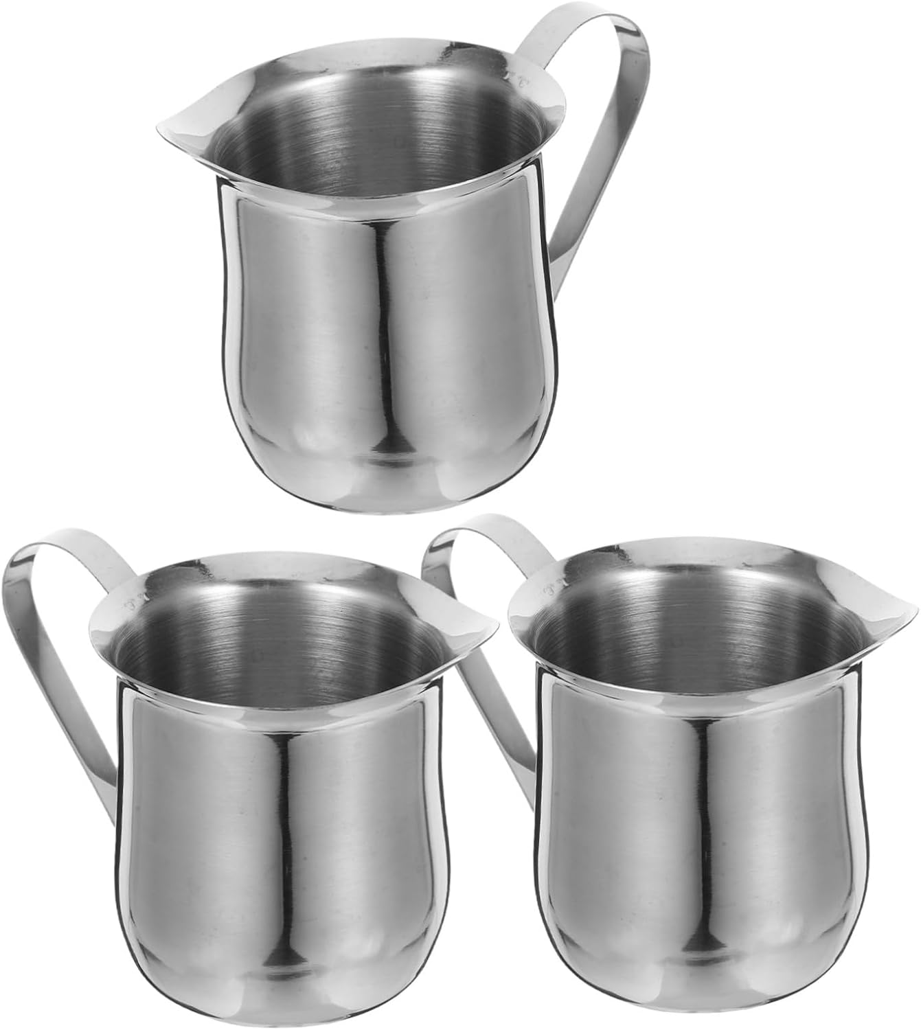3Pcs Stainless Steel Milk Frother Cup Set 240Ml Small Milk Steaming Pitchers for Espresso Coffee Brewing and Frothing at Home or Caf&eacute; Use image number 5