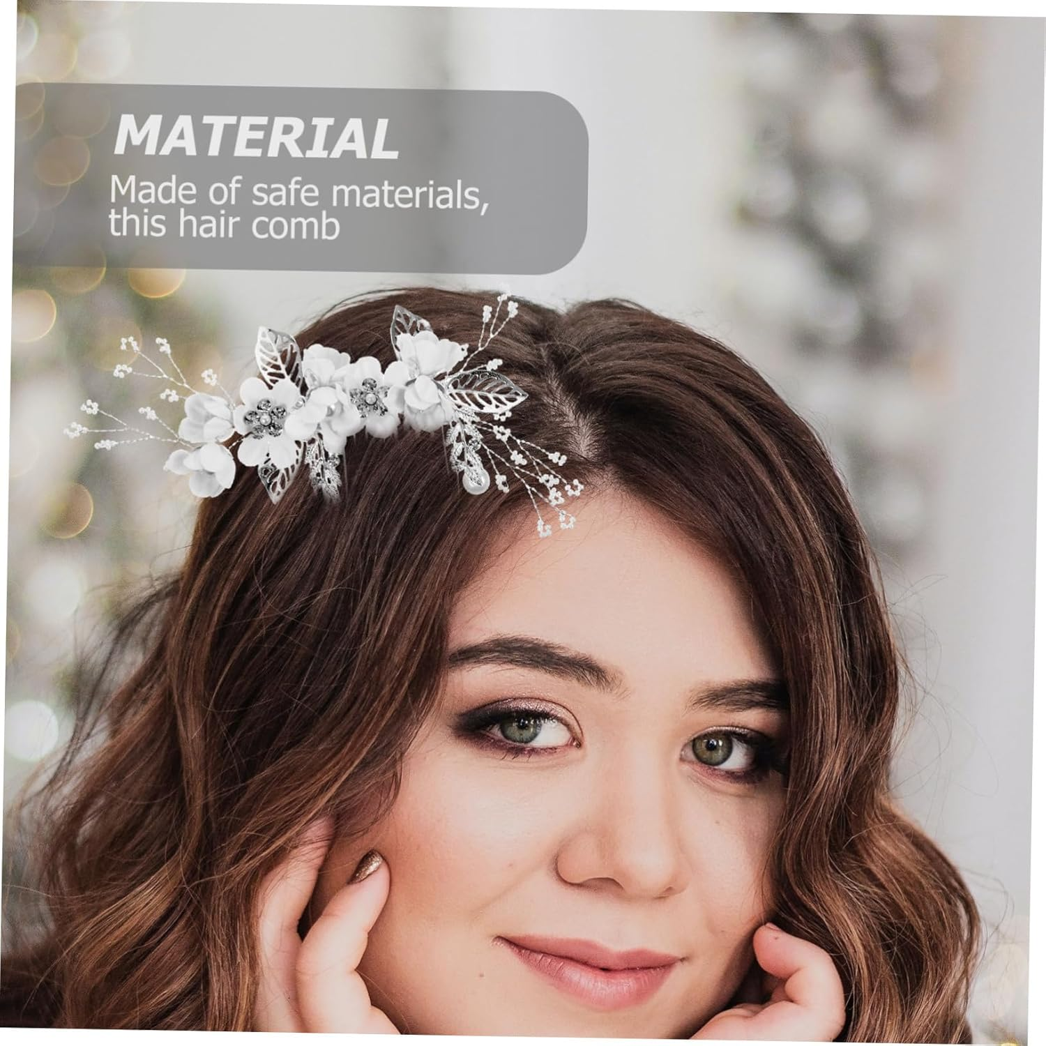 CAXUSD 1Set Bridal Hair Comb and Pin Rhinestones Elegant Flower Accessories for Weddings Engagements and Prom for Women and Girls image number 3