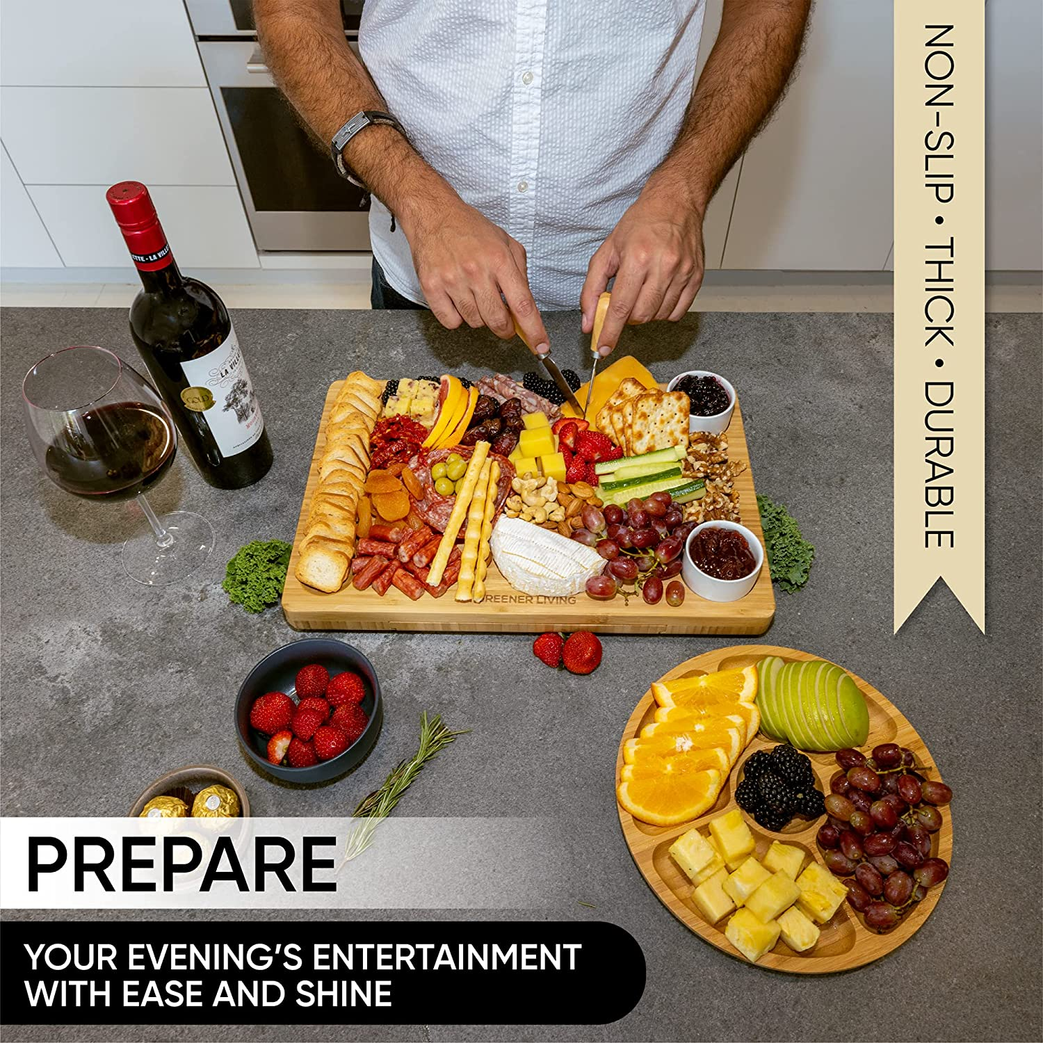 Sleek Cheese Board and Charcuterie Set &ndash; Elegant Fruit Tray for Housewarming, Wedding, or Engagement &ndash; a Thoughtful Birthday Gifts &ndash; for Women, Mum, Her, or Wife image number 2