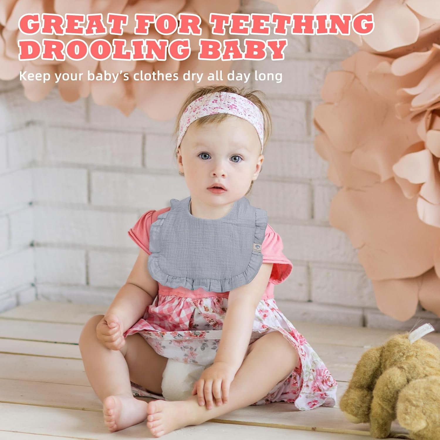 Baby Muslin Bibs Soft Cotton Doorling Bibs Adiustable Baby Bandana Bibs Teething Bibs for Boys and Girls image number 5