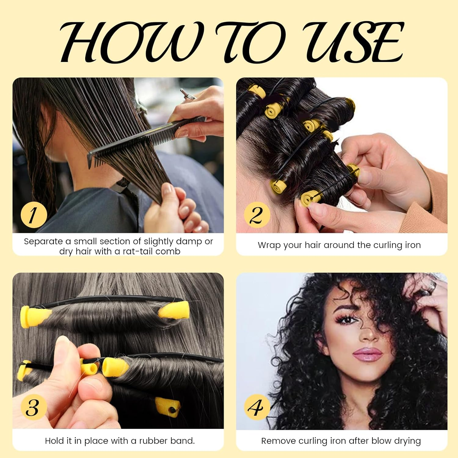 BUOKSLLY Pack of 60 Hair Rollers, Papilots, Perm Set, Complete, Curler Small, 0.28 Inch Hair Roller for Long, Medium Length and Short Hair